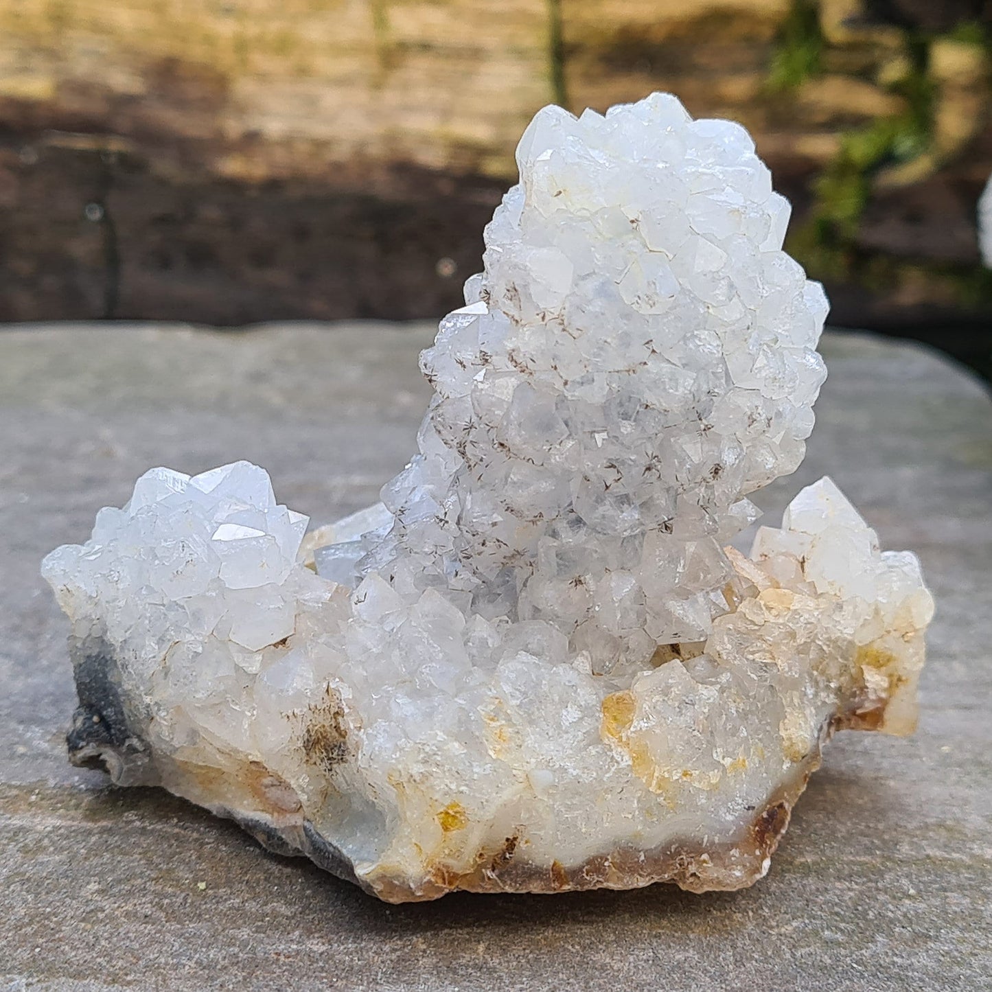 This unique Stalactite Quartz formation grows from mineral-rich water dripping from cave ceilings, creating layered elongated crystals. This piece also resembles Spirit Quartz, offering a rare and beautiful addition to your collection.