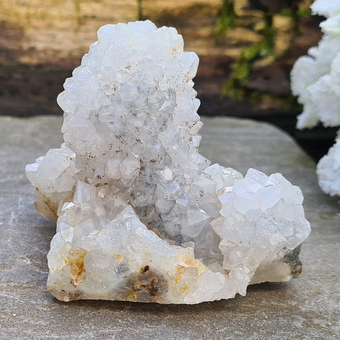 This unique Stalactite Quartz formation grows from mineral-rich water dripping from cave ceilings, creating layered elongated crystals. This piece also resembles Spirit Quartz, offering a rare and beautiful addition to your collection.
