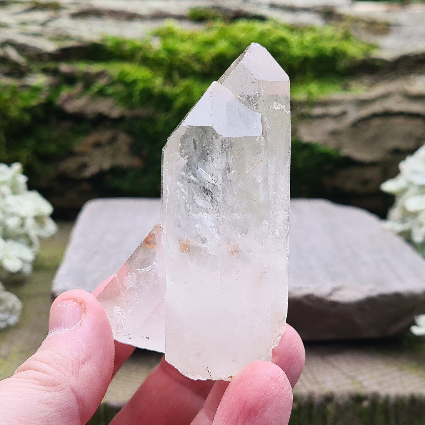 Madagascan Quartz Crystal Cluster with Twin Points | Grounding Energy & Display Stand Included | Home Decor Display