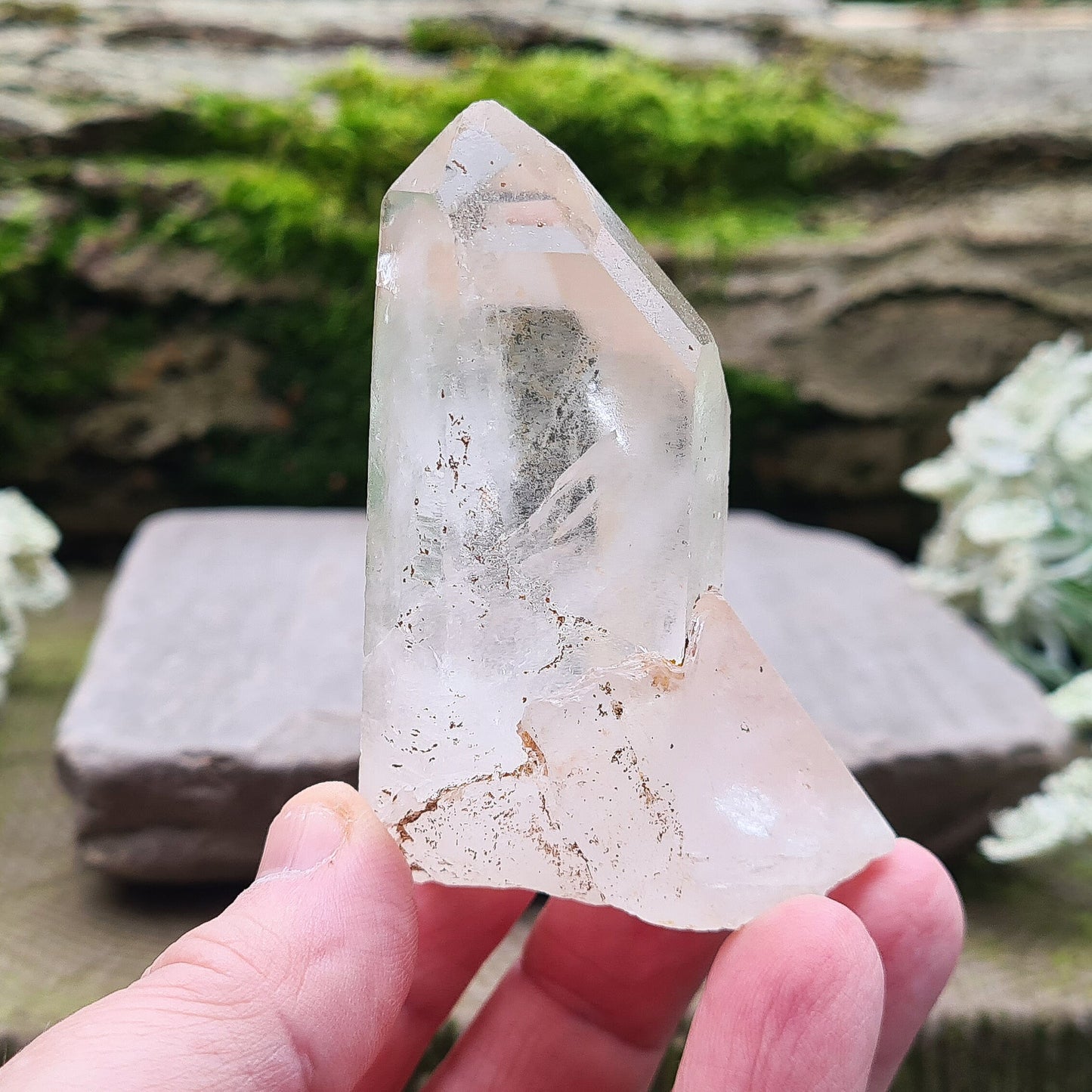 Madagascan Quartz Crystal Cluster with Twin Points | Grounding Energy & Display Stand Included | Home Decor Display