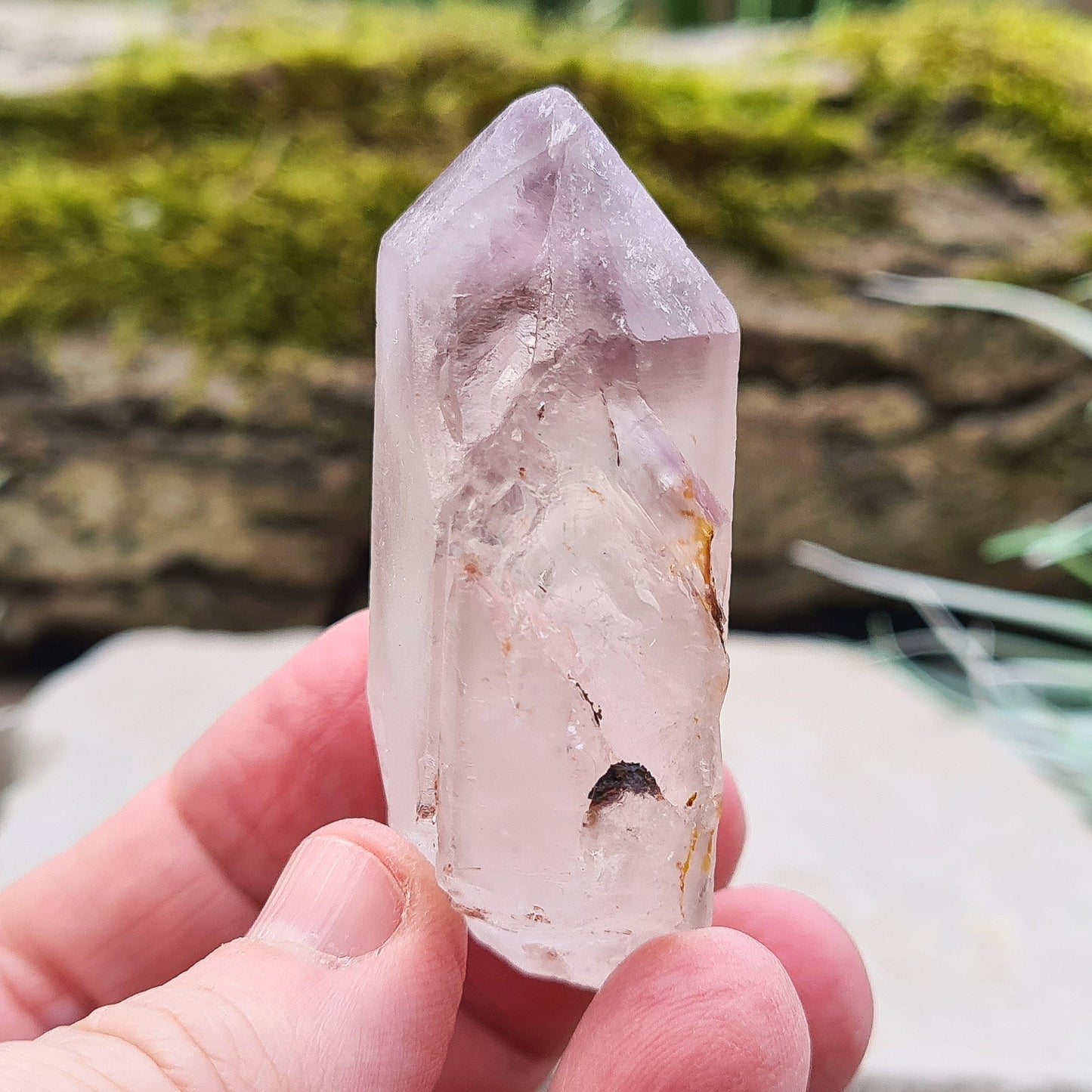 Quartz and Amethyst Crystal Point from Madagascar, Natural.