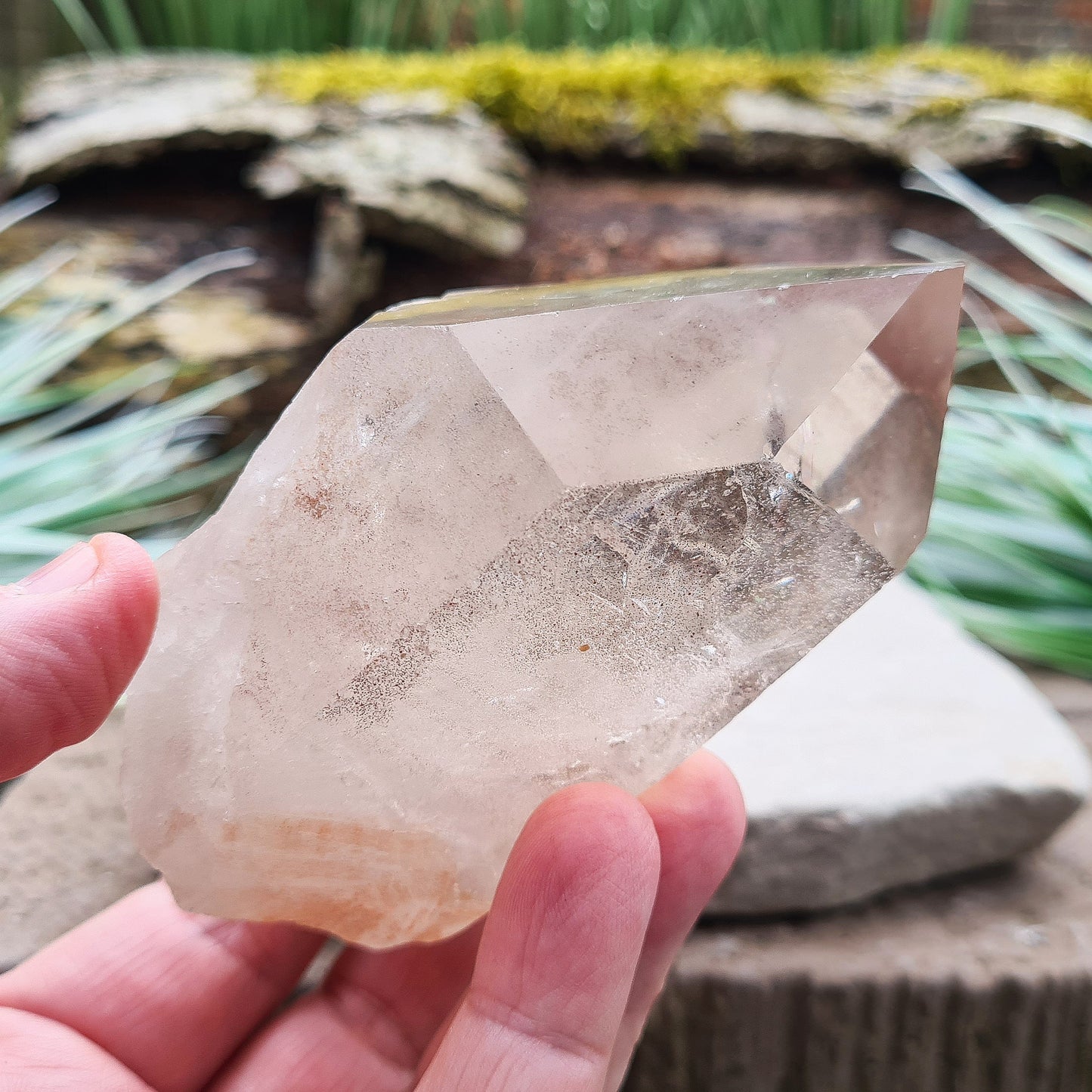 Natural Smoky Quartz Crystal Point From Brazil. This is a fabulous lighter coloured smoky quartz point, and I can see a couple of rainbows within it