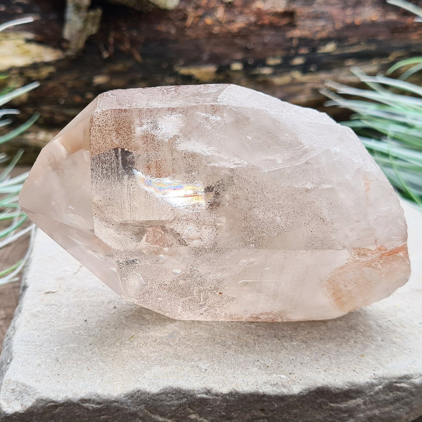 Natural Smoky Quartz Crystal Point From Brazil. This is a fabulous lighter coloured smoky quartz point, and I can see a couple of rainbows within it