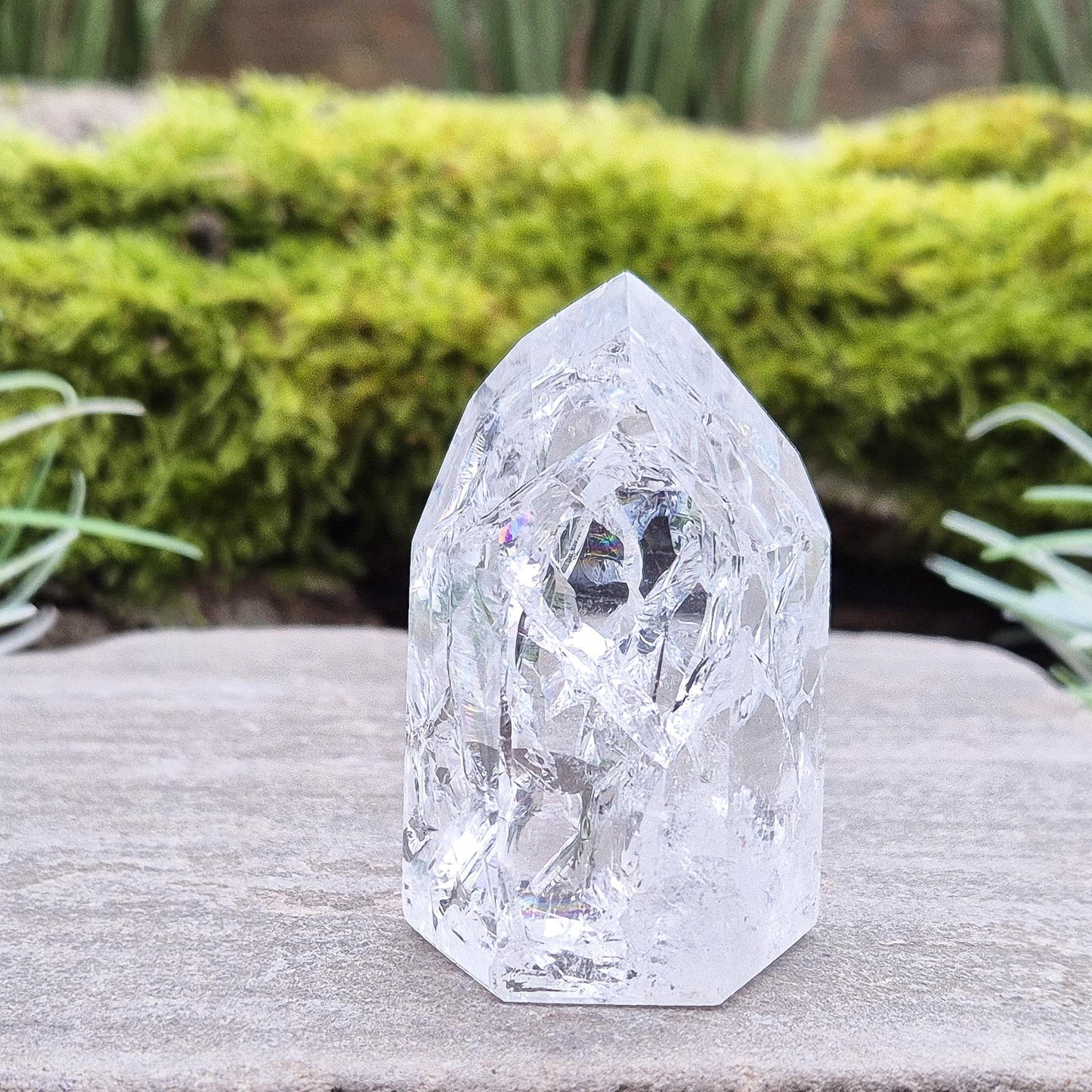 Fire and Ice Quartz Crystal Point, Rainbow Quartz