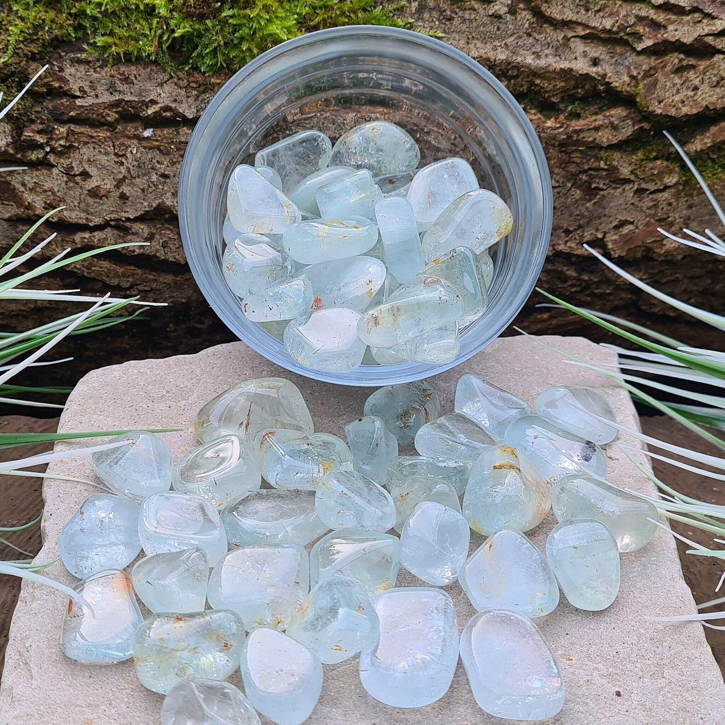 Blue Topaz Tumble Stones | Crystal for Personal Practice | Polished A grade | Hematite Inclusions | Self-Care Crystal