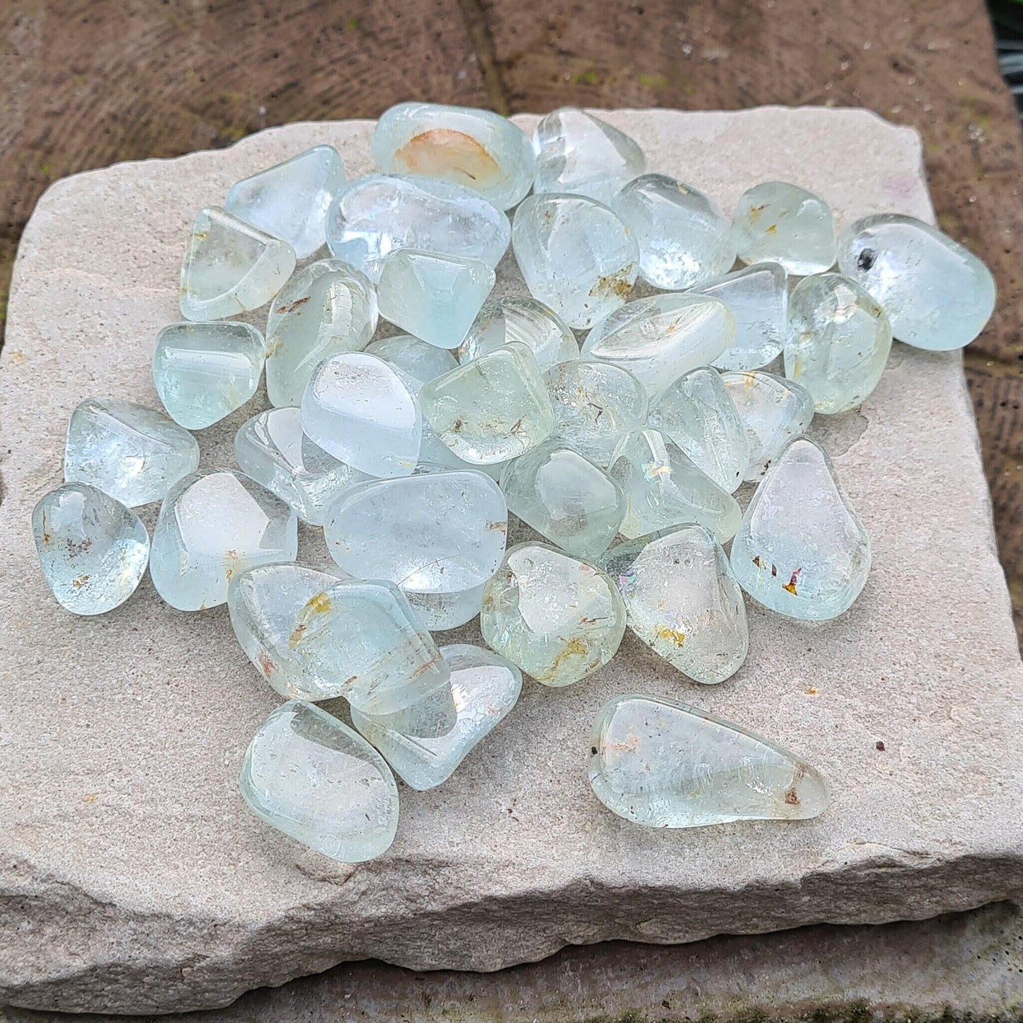 Blue Topaz Tumble Stones | Crystal for Personal Practice | Polished A grade | Hematite Inclusions | Self-Care Crystal