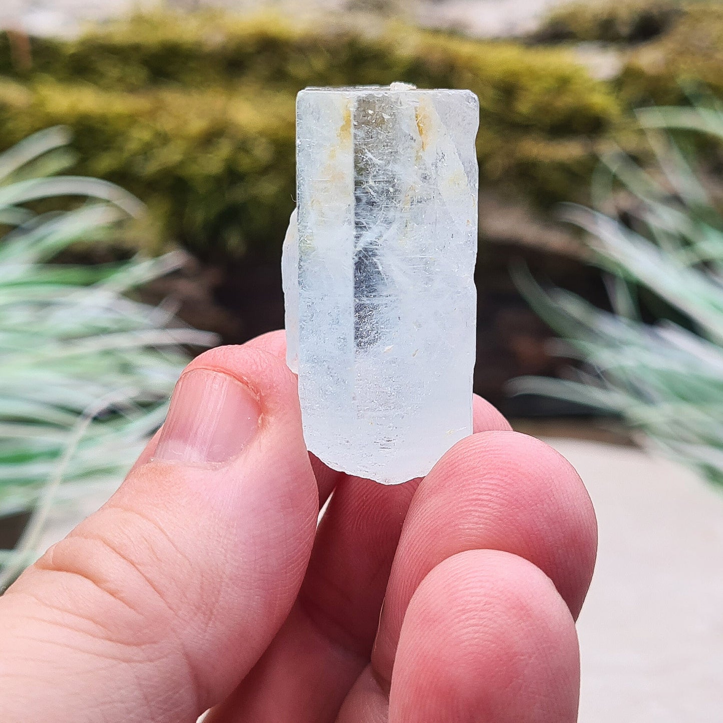 Aquamarine Crystal from India – Pale Aqua Blue Hexagonal Beryl, Unique Collector’s Gem or Display Piece