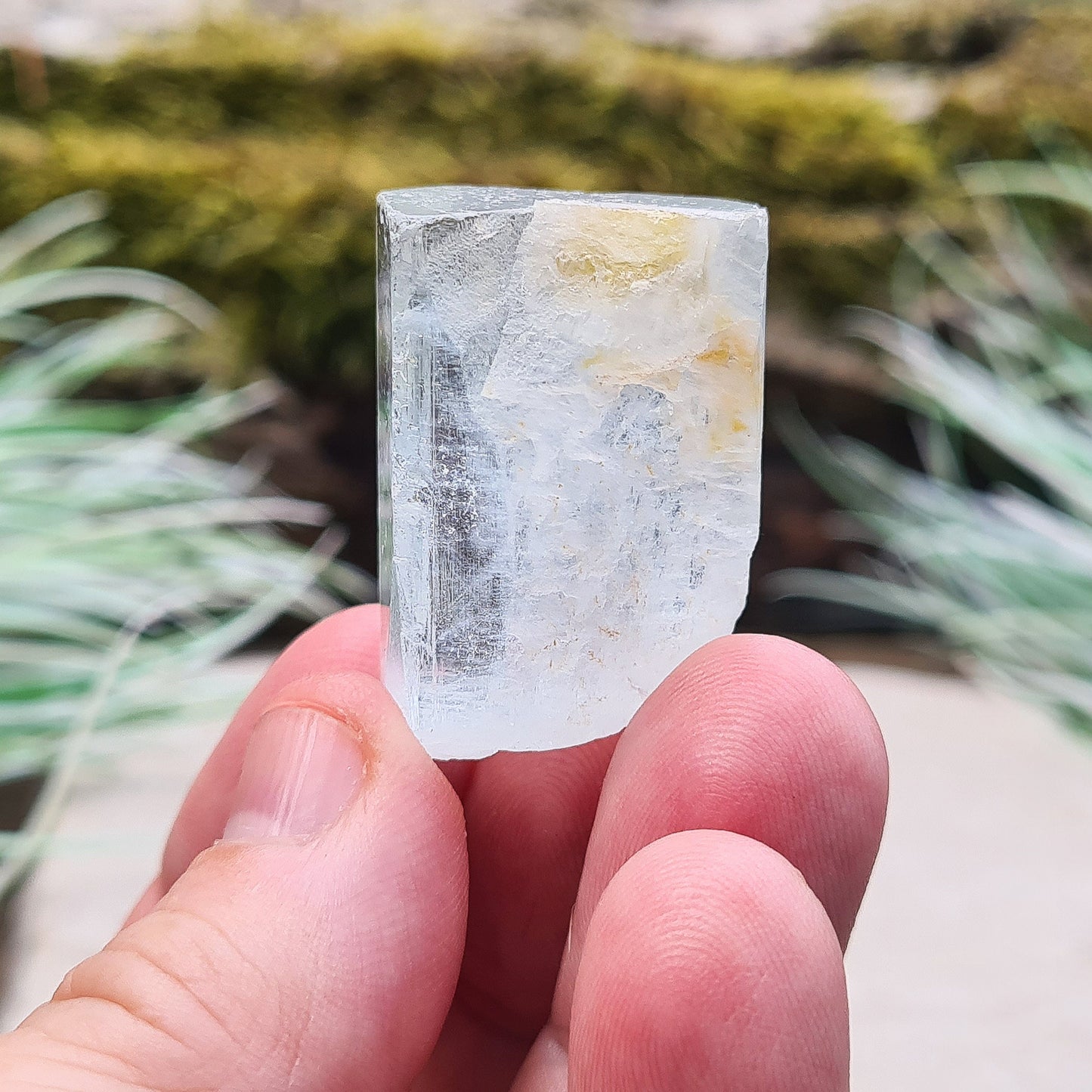 Aquamarine Crystal from India – Pale Aqua Blue Hexagonal Beryl, Unique Collector’s Gem or Display Piece
