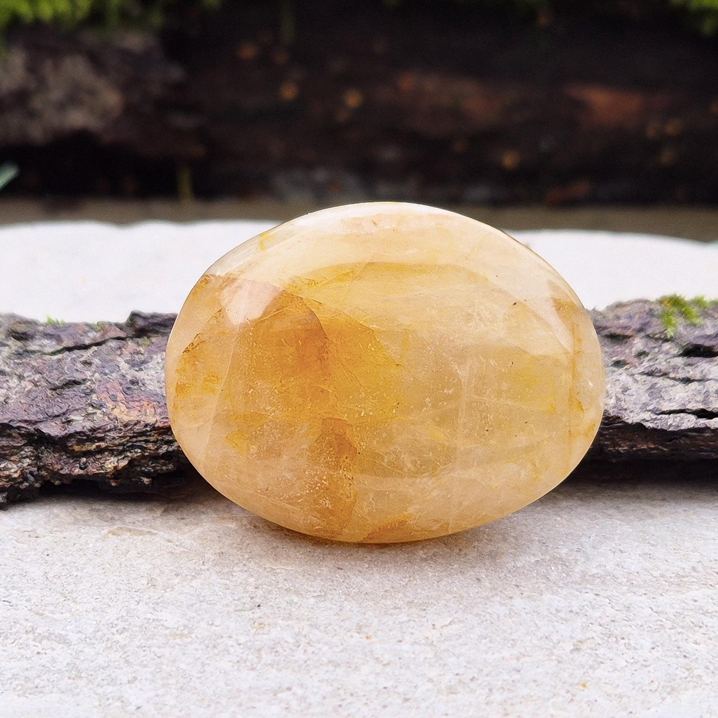 This beautiful Golden Healer Quartz palm stone features natural golden tones created by iron oxide inclusions within the quartz. Polished and sized to fit comfortably in your hand.