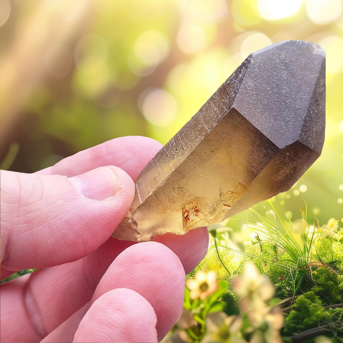 Natural Untreated Citrine Crystal Point from Northern Zambia, has a nice dark honey colour. Raw and unpolished, this crystal point offers an authentic, natural touch to any collection. Great for personal use in meditation or energy work.