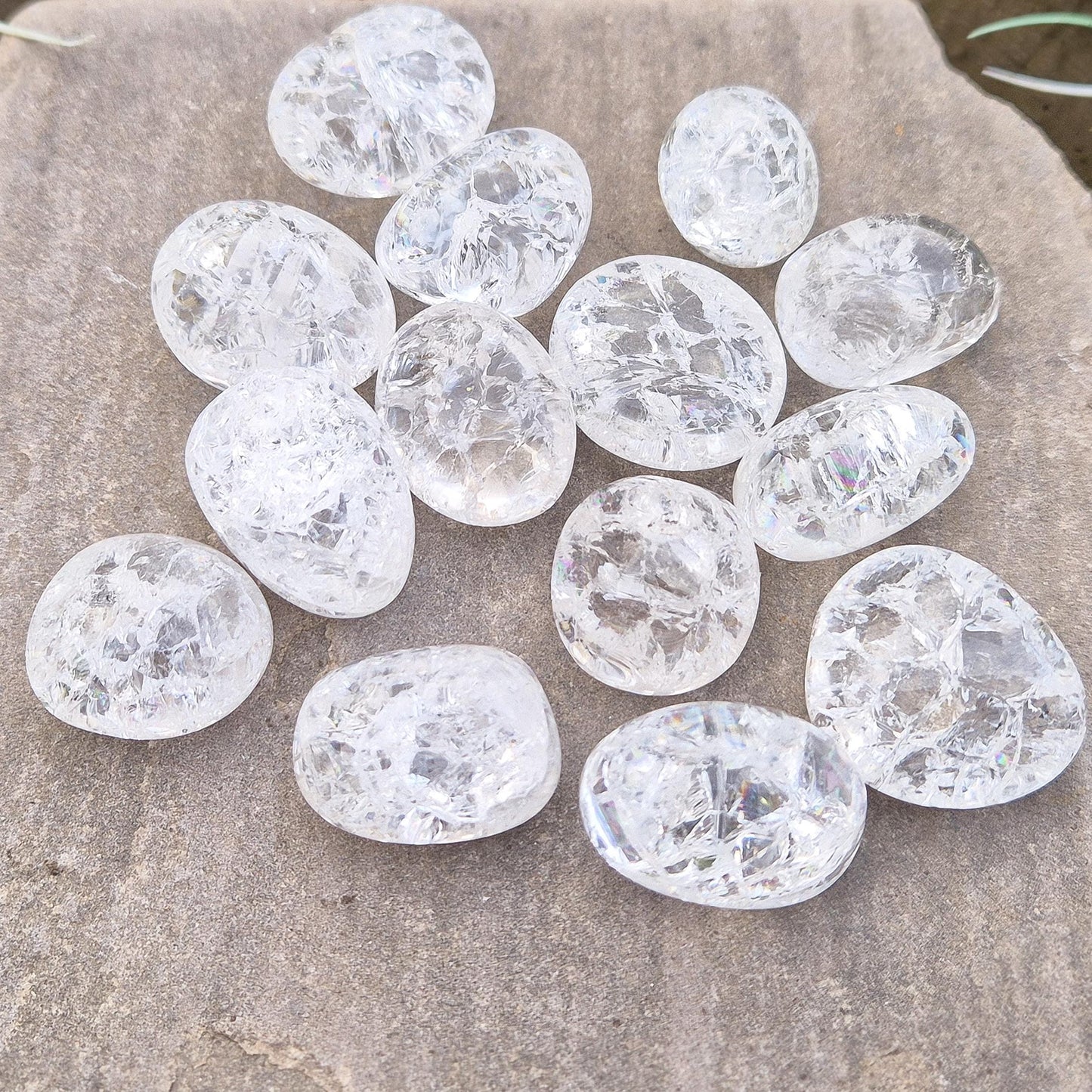 Crackle Quartz Tumble Stone | Clear Quartz Energy Amplifier | Meditation & Crystal Grids | Perfect Gift Crystal