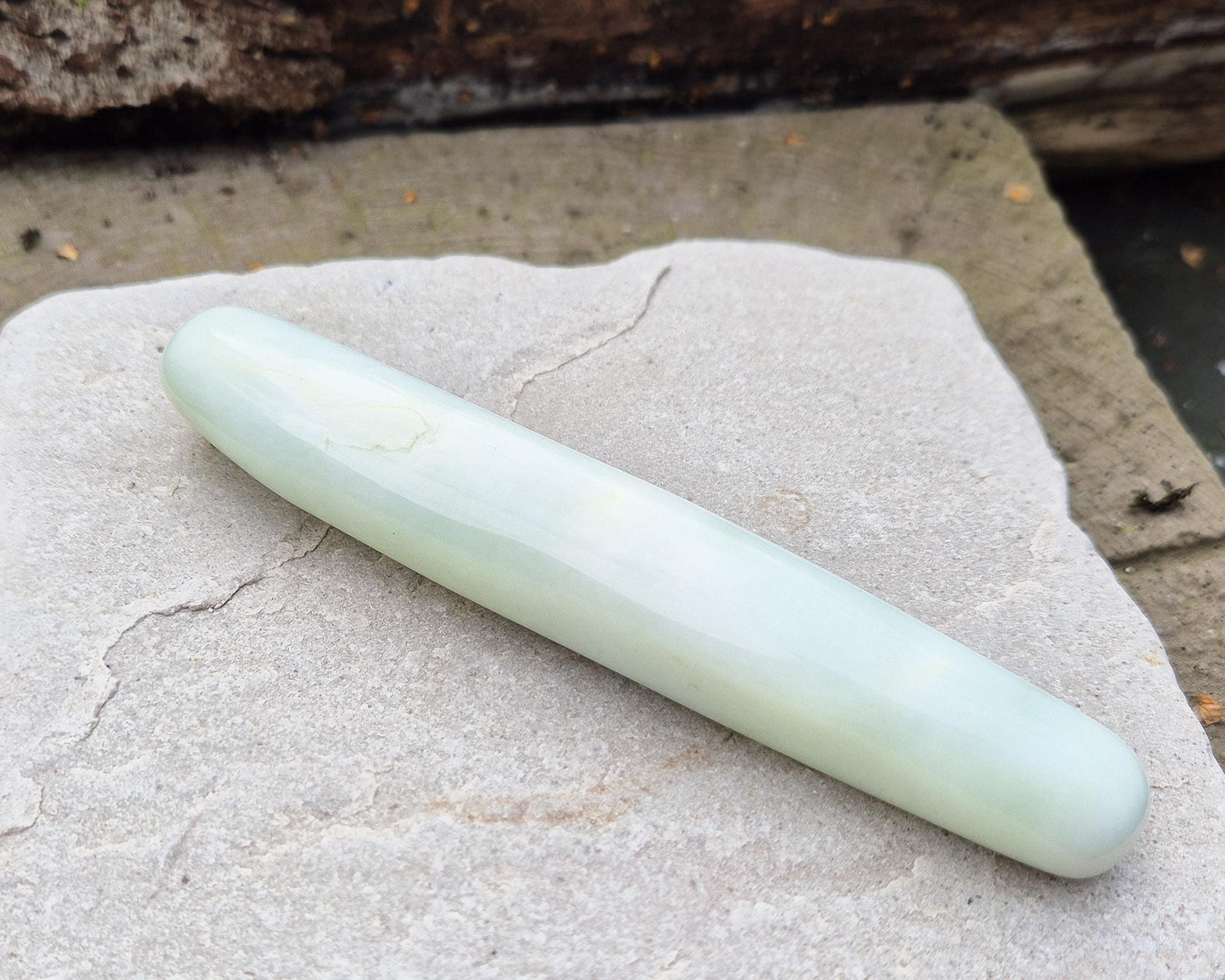 Serpentine Crystal Wand, Smooth Rounded Ends | Meditation, Healing & Growth Tool