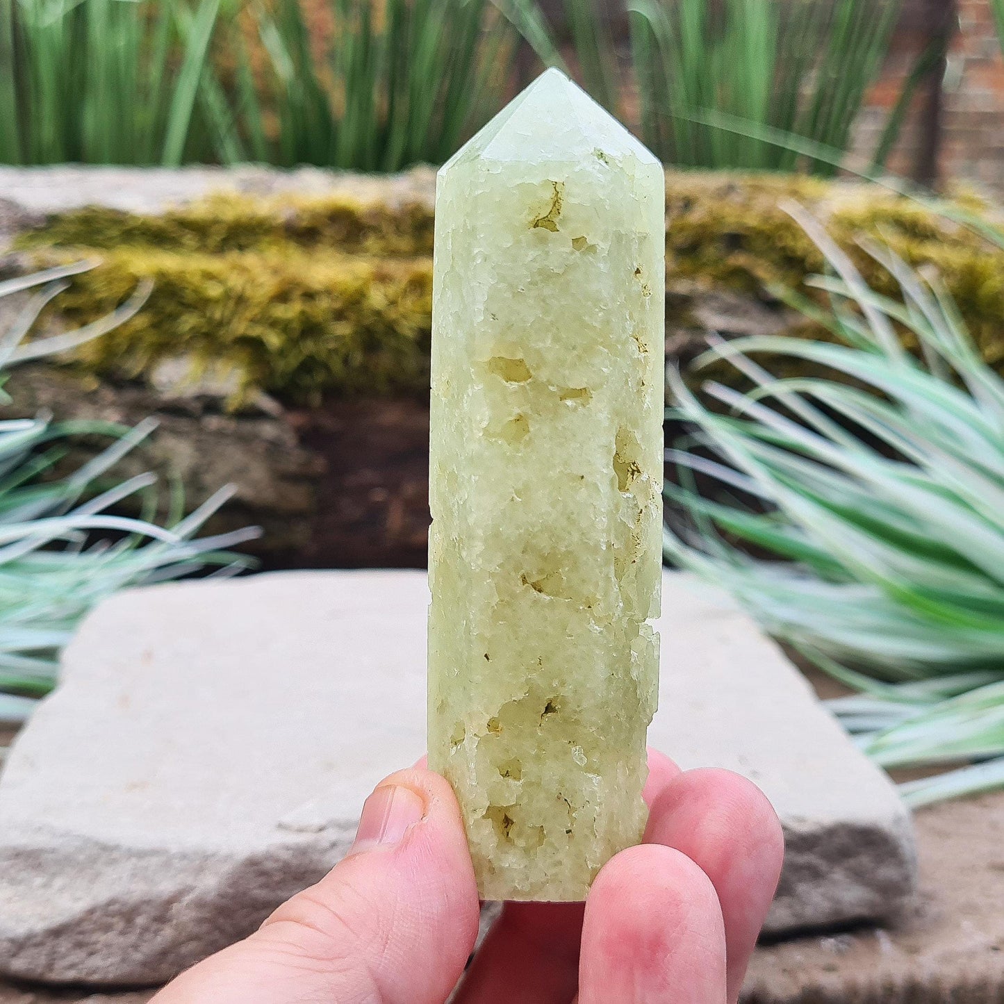 Prehnite Crystal Tower with Generator Tip