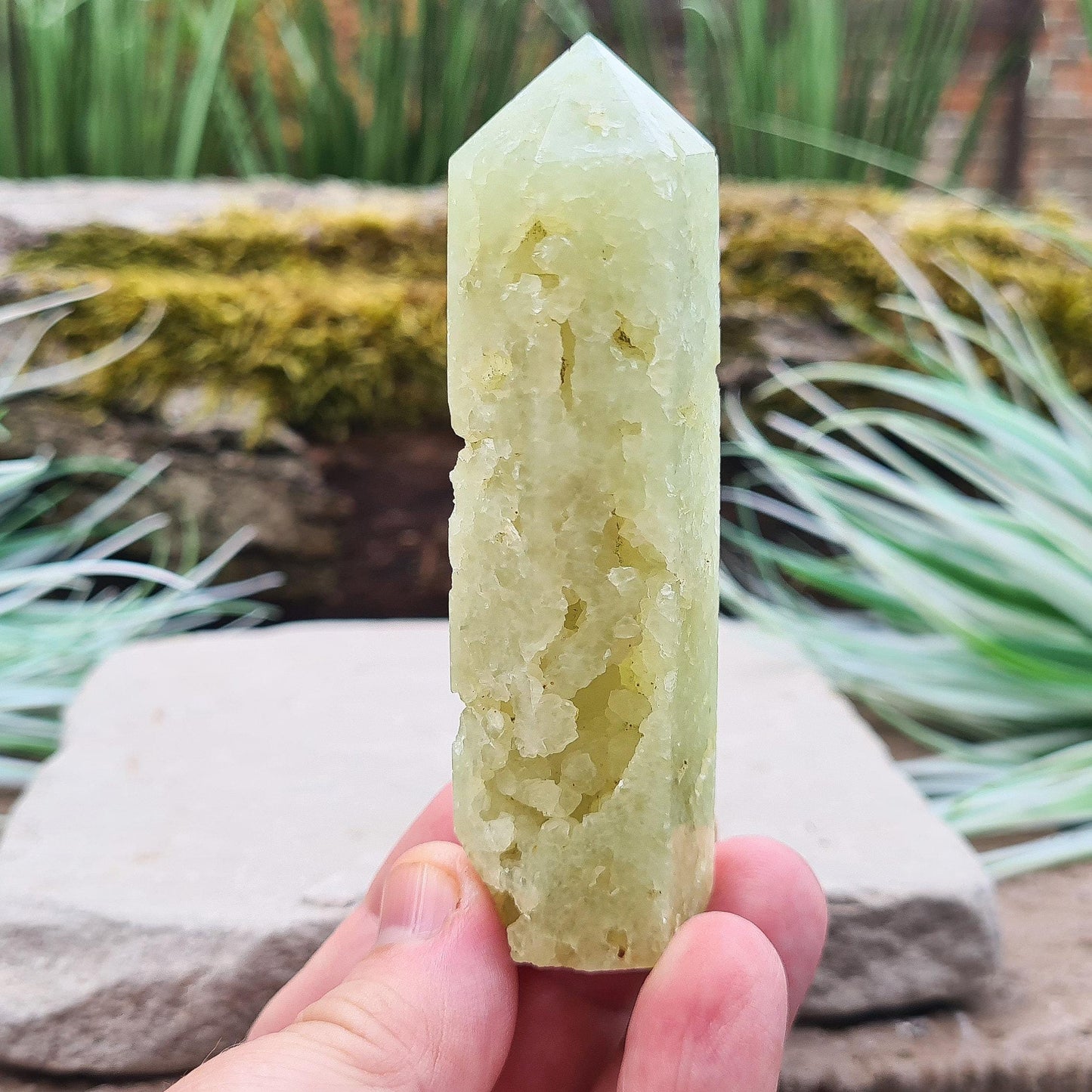 Prehnite Crystal Tower with Generator Tip