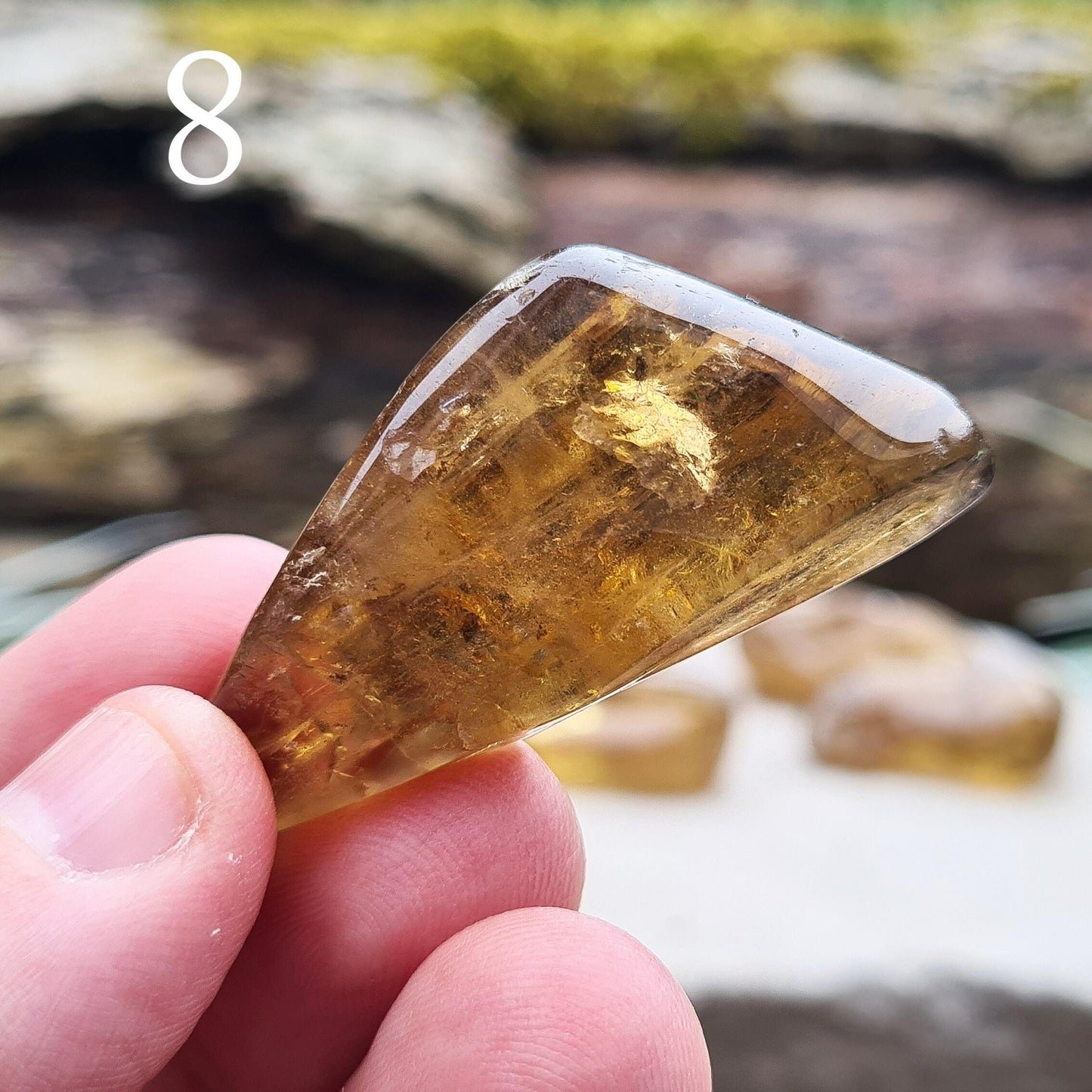 Citrine crystal, natural dark honey colour, from South Africa, lightly polished. Untreated.