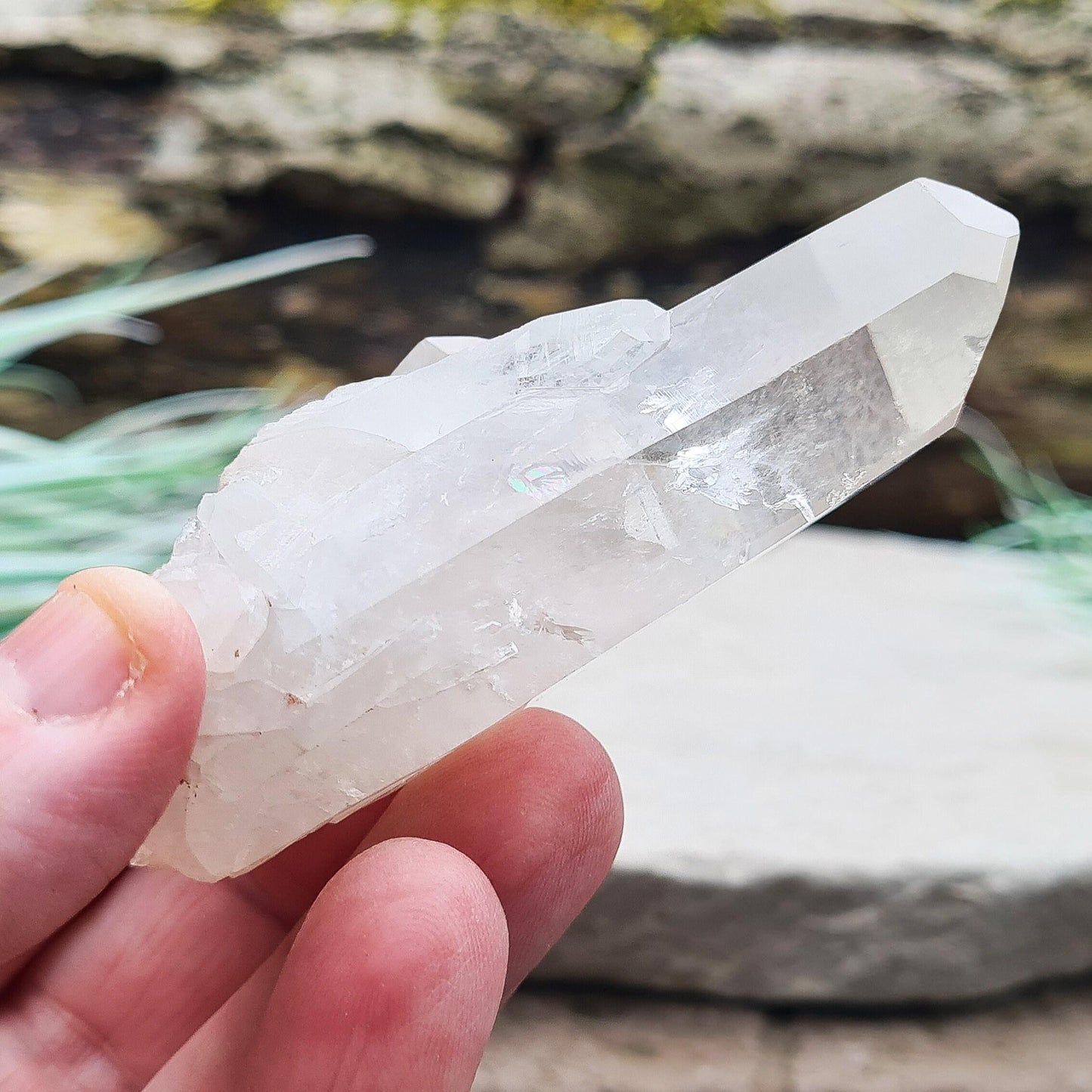 Madagascan Quartz Cluster with Base & Putty | One Large Point & Smaller Points | Display Ready