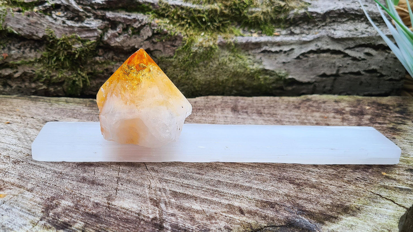 Selenite Crystal Block – A beautiful, natural Selenite slab hand-cut into a rectangular block, perfect for cleansing and charging other crystals and crystal jewellery. Sourced from Morocco