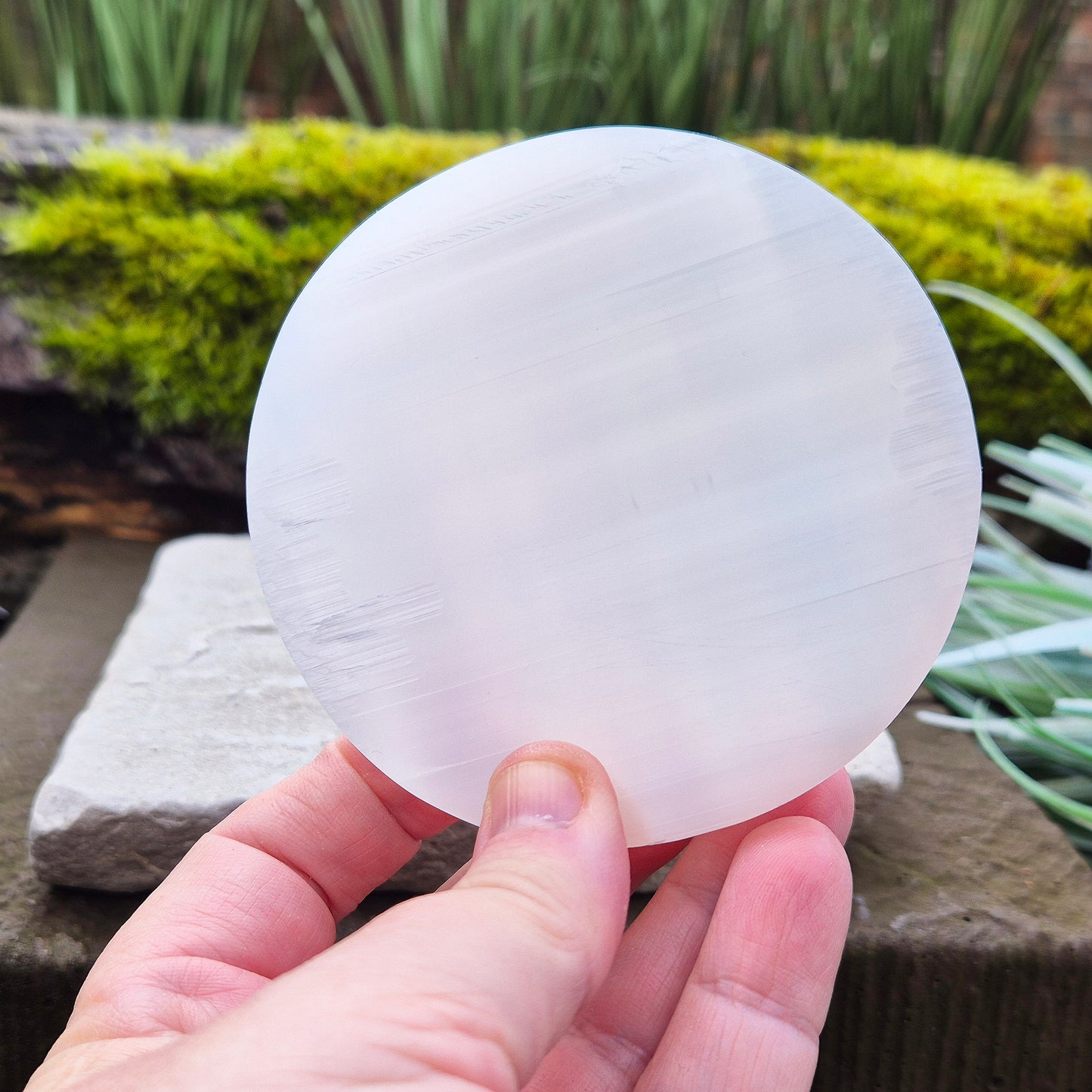 Selenite Cleansing and Charging Plate - Polished, Round | Perfect for cleansing and charging your crystals