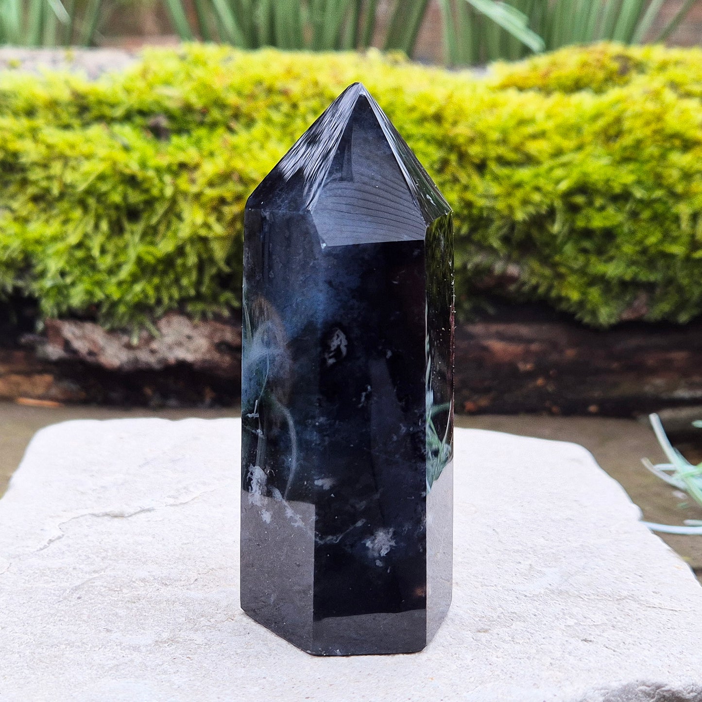 Blue Jasper Crystal Polished Point from Brazil. Blue Jasper is a relatively rare variety of jasper. The blue coloration in jasper can range from light to deep blue.