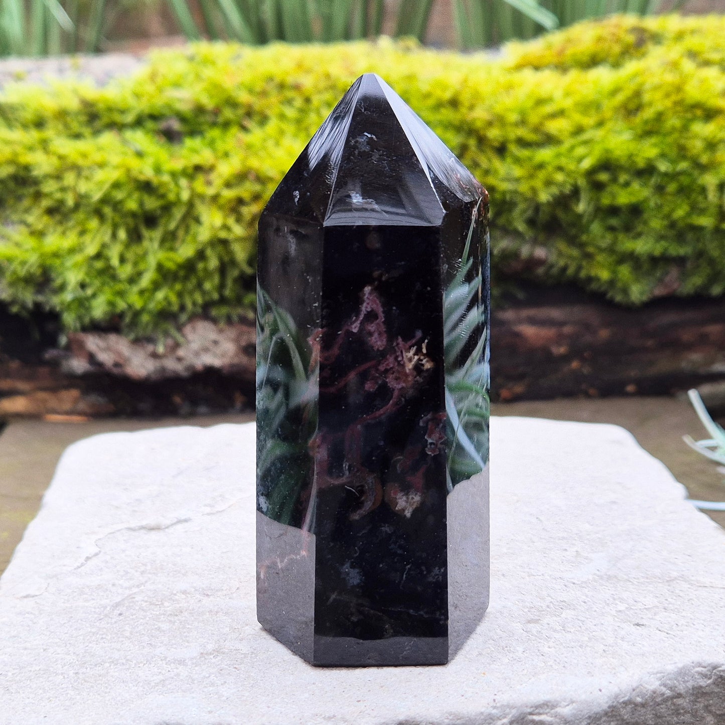 Blue Jasper Crystal Polished Point from Brazil. Blue Jasper is a relatively rare variety of jasper. The blue coloration in jasper can range from light to deep blue.