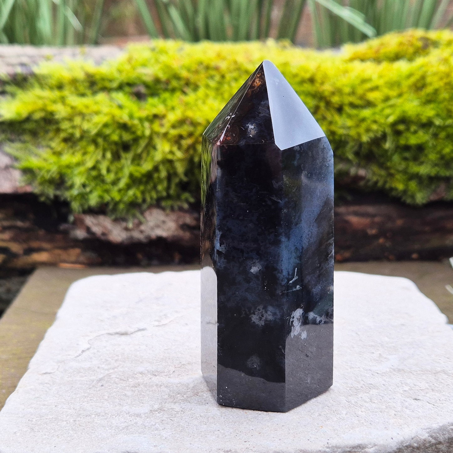 Blue Jasper Crystal Polished Point from Brazil. Blue Jasper is a relatively rare variety of jasper. The blue coloration in jasper can range from light to deep blue.
