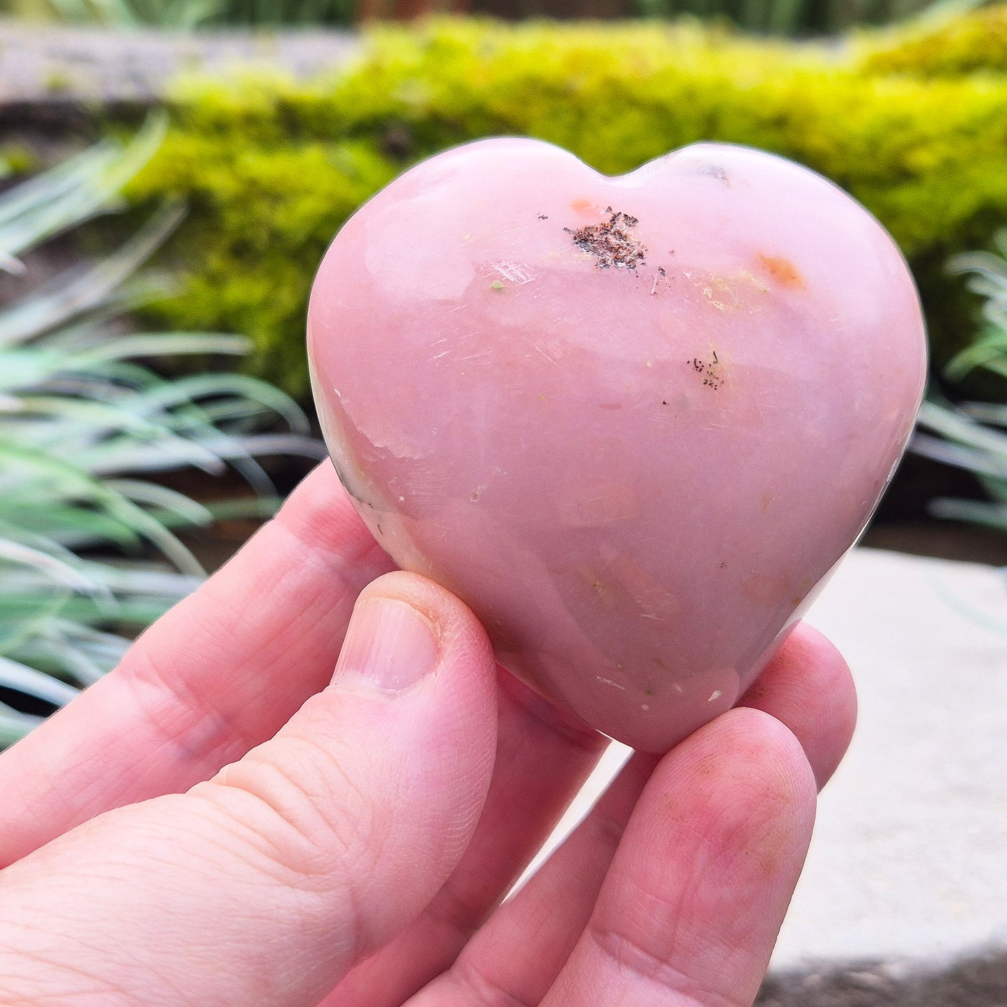 Pink Opal Crystal Heart with Dendritic Inclusions | Nurturing Energy, Meditation Aid, Gift of Comfort & Creativity