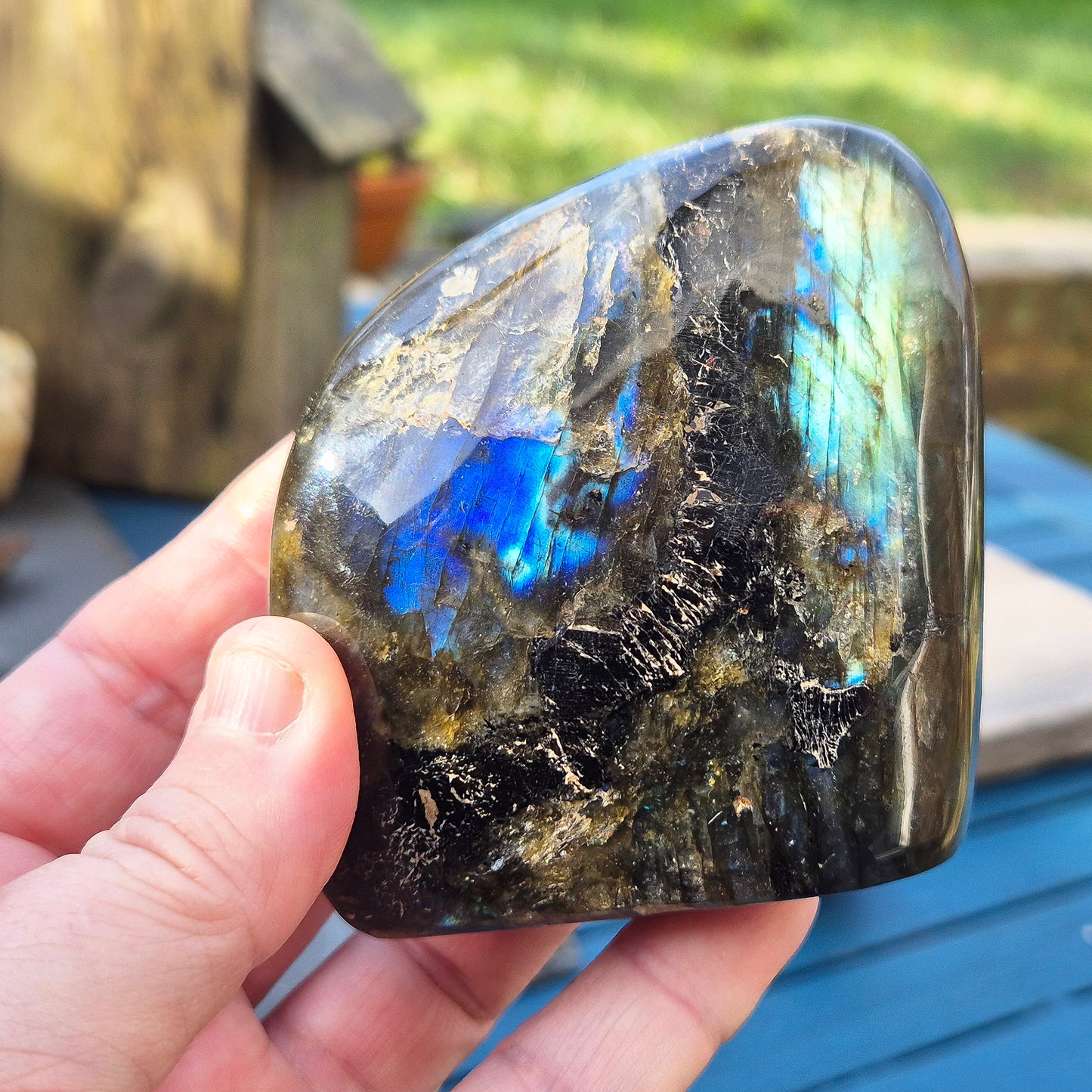 Labradorite Free Form, Self Standing Crystal | Ideal for workspaces, meditation corners, entryways, or living rooms.