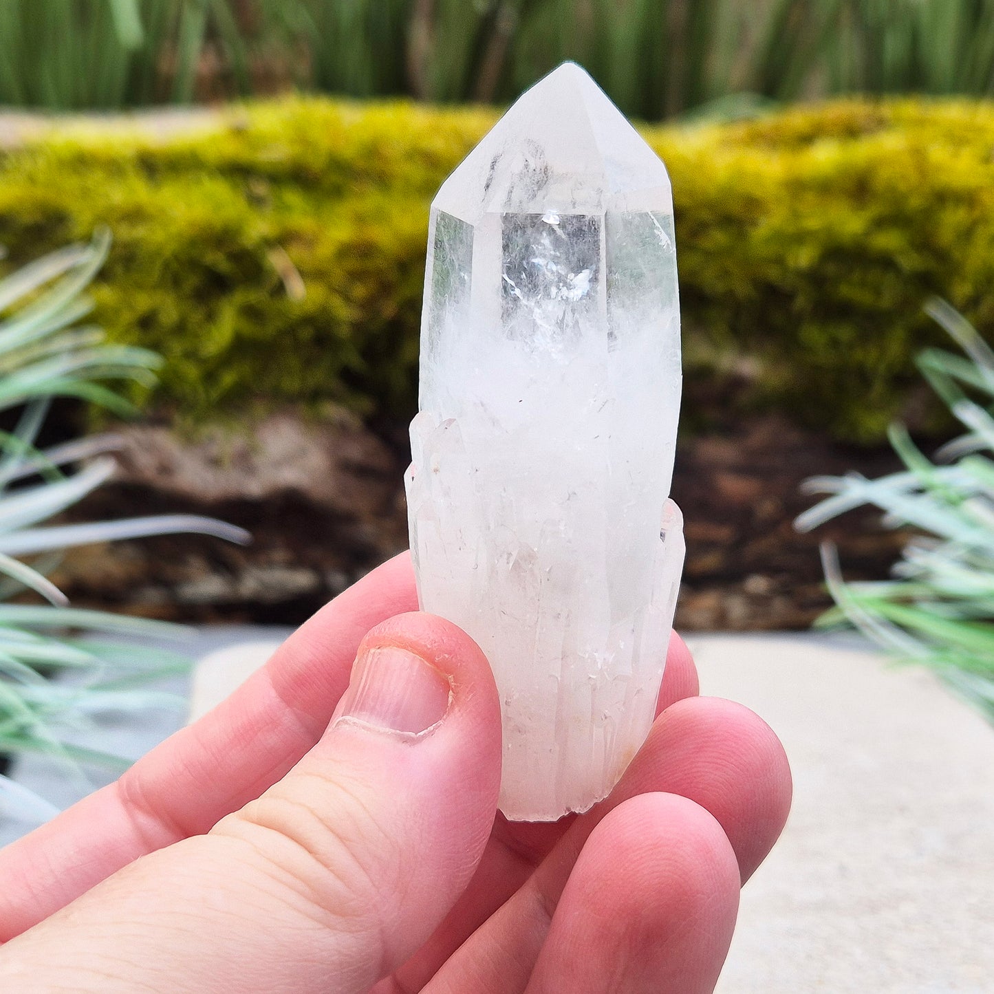 Quartz Crystal Point. From Atlas Mountains, Morocco. This is a wonderful natural quartz point with lots of companion crystals growing around it, very much like the formations you get on Pineapple Quartz.