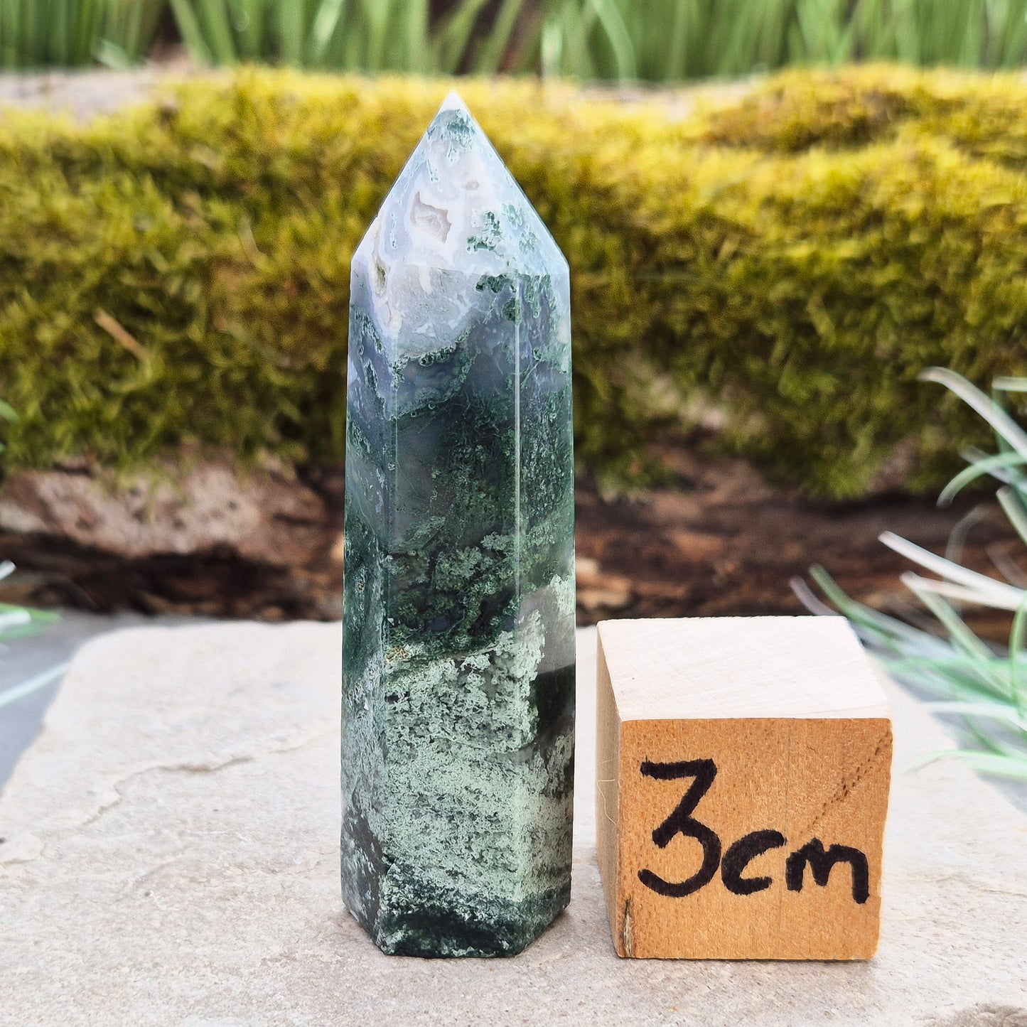 Moss Agate Tower – Polished Generator Crystal | Home Décor Display Piece | Connect to Nature