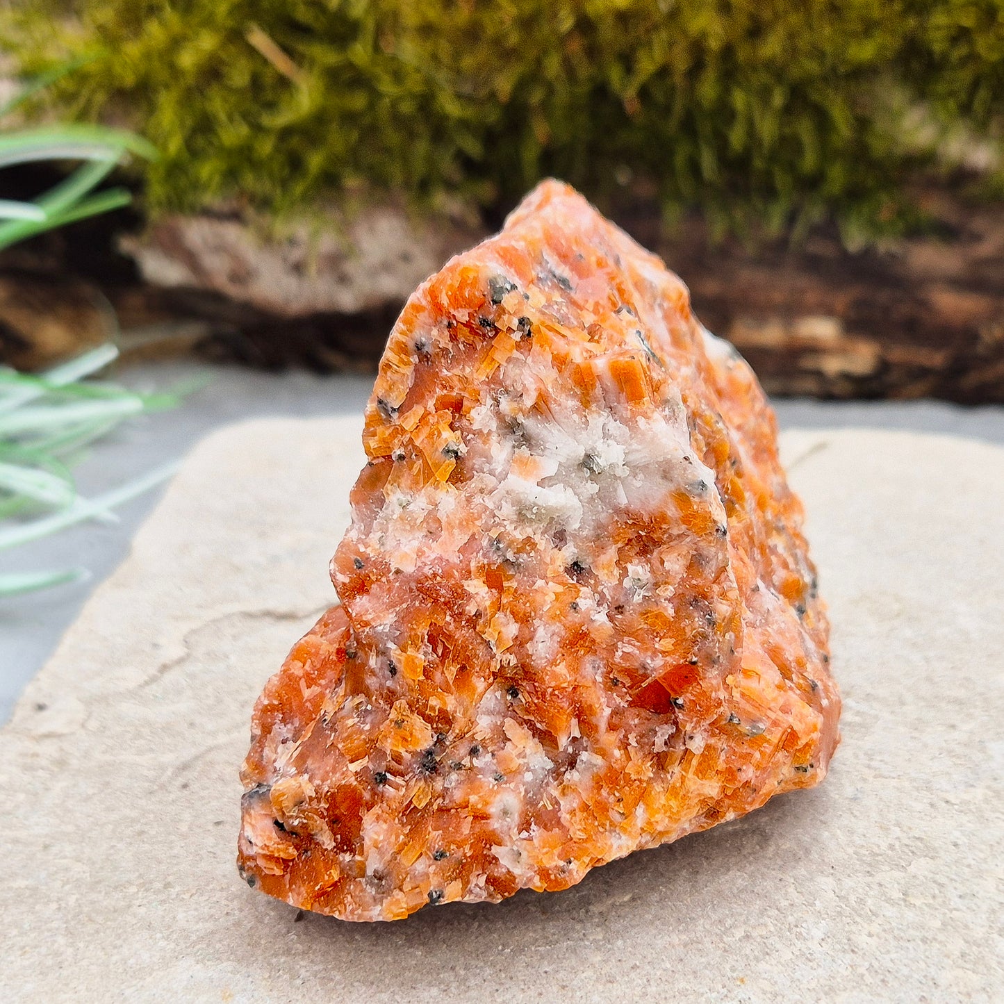 Orchid Calcite Crystal – Natural Blend Of Orange Calcite & Black Tourmaline | Unique Piece for Home Décor and Creativity