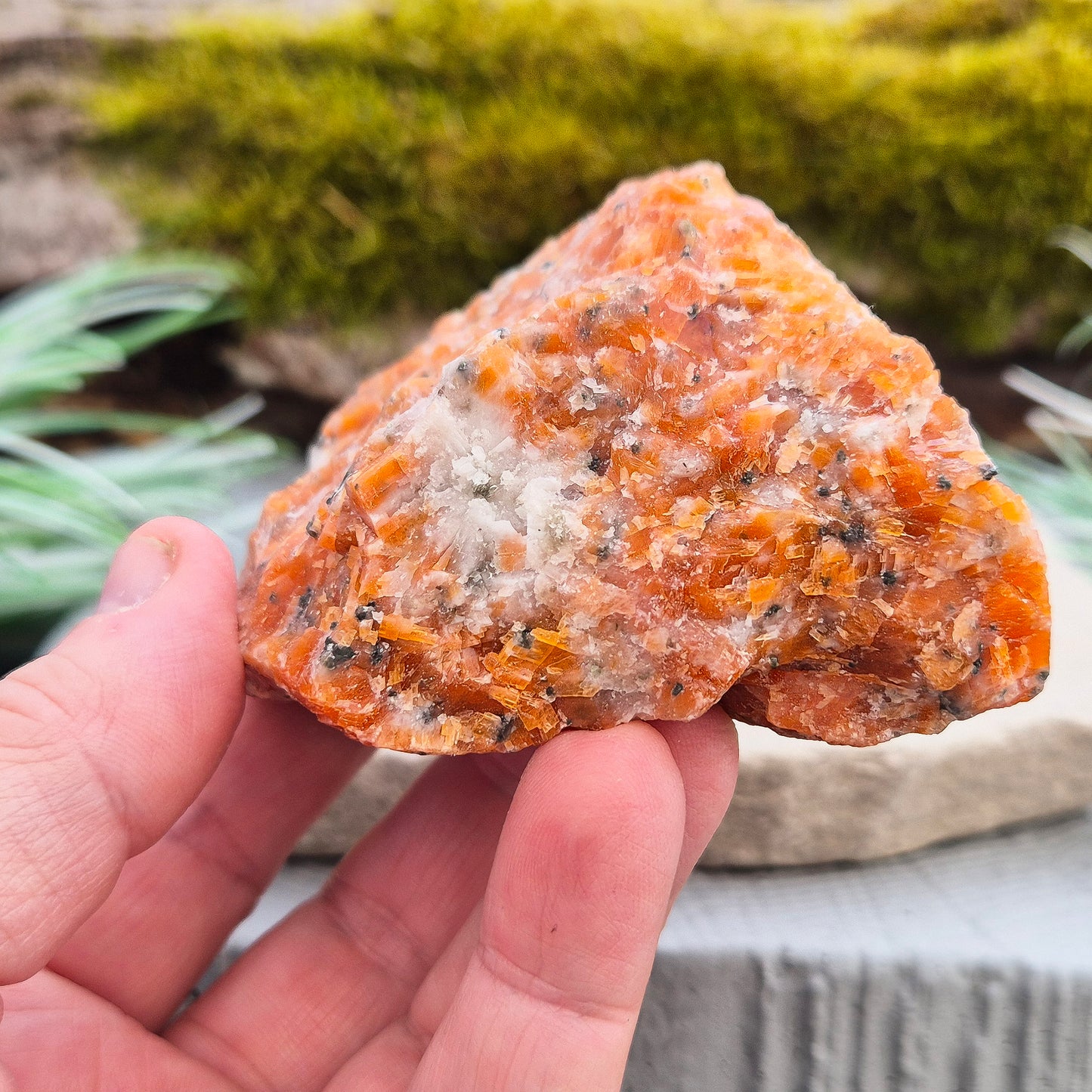 Orchid Calcite Crystal – Natural Blend Of Orange Calcite & Black Tourmaline | Unique Piece for Home Décor and Creativity