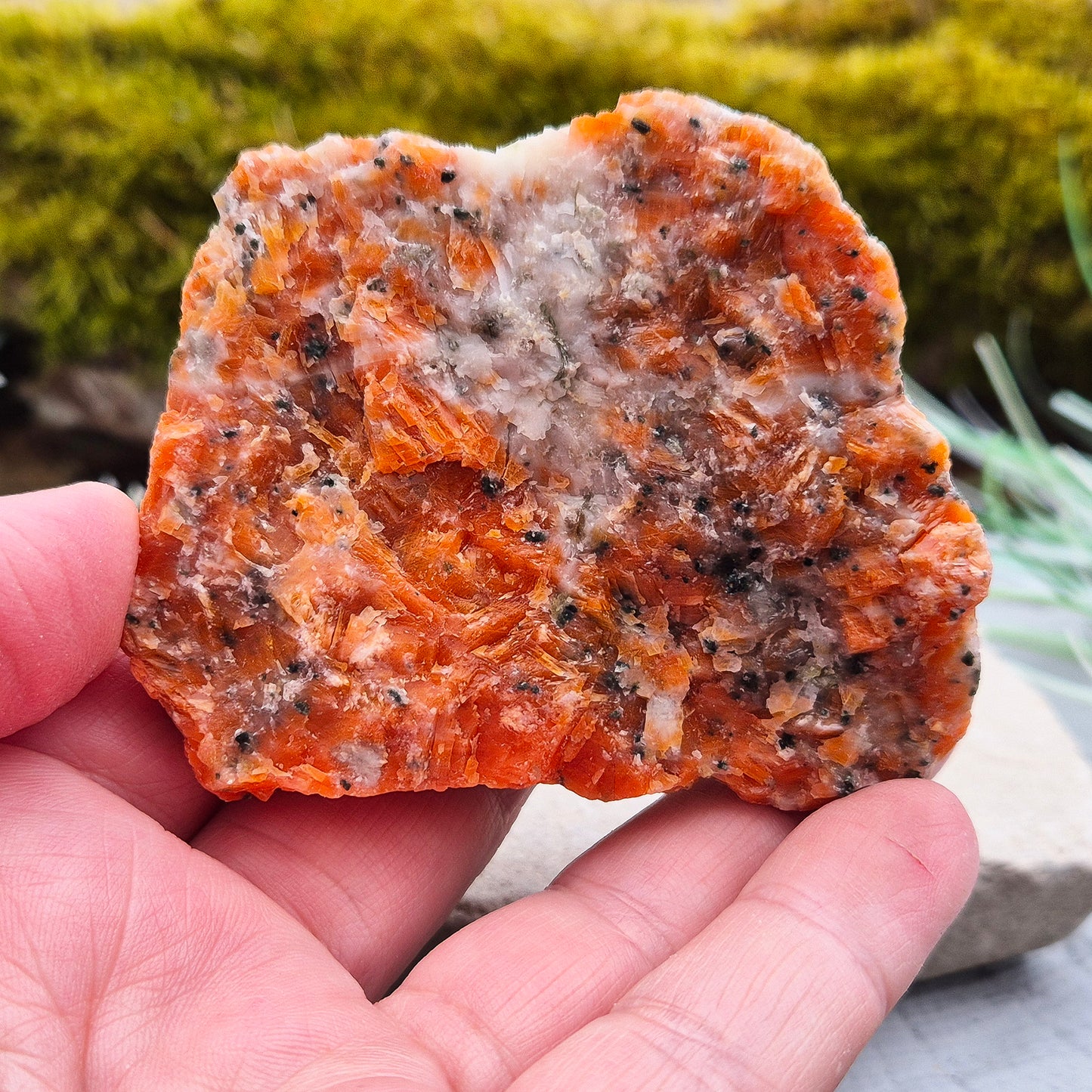 Orchid Calcite Crystal – Natural Blend of Orange Calcite & Black Tourmaline | Unique Crystal for Display or Holistic Practices