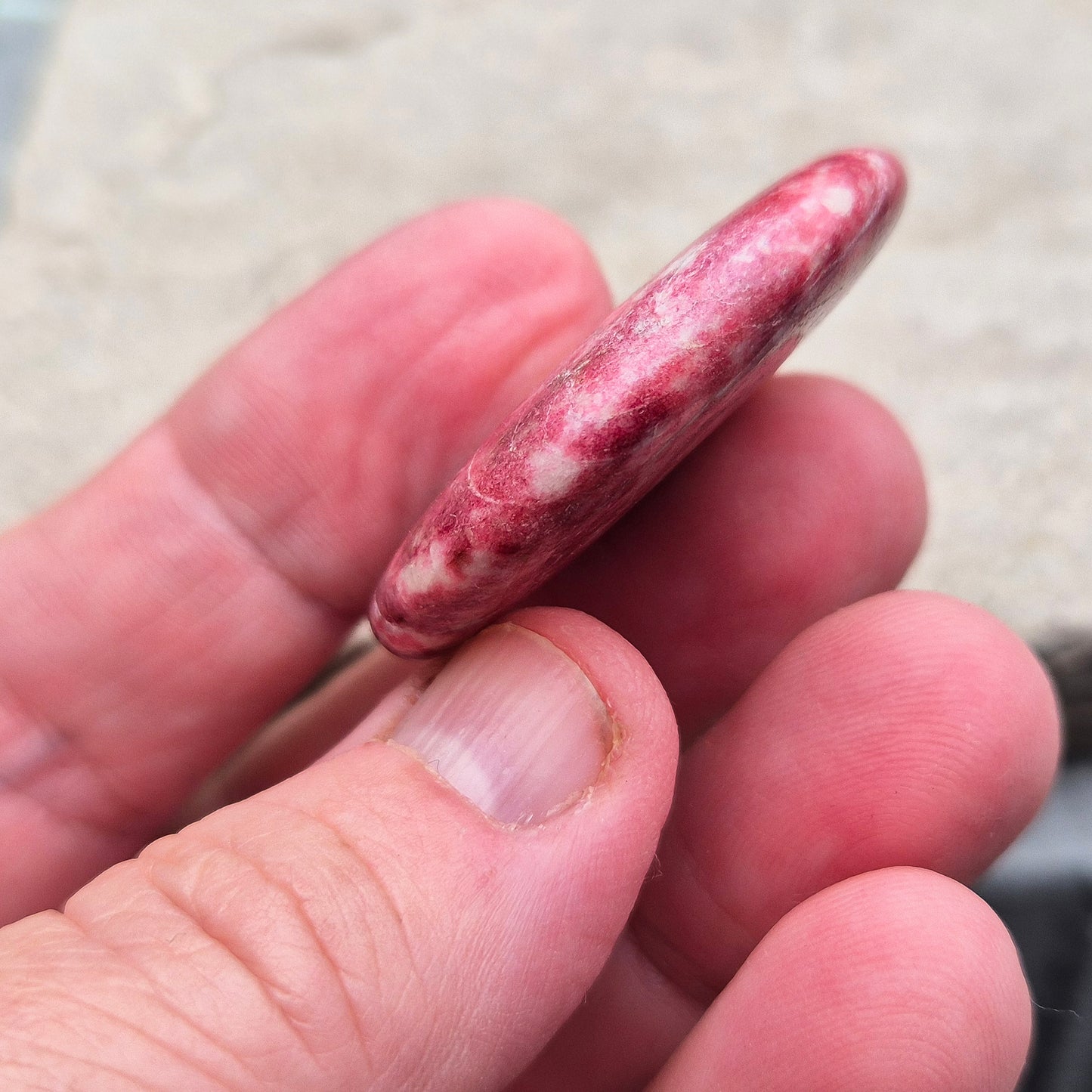 Pink Thulite Palm Stone – Polished Crystal | Bold, Uplifting Heart Energy | Carry With You