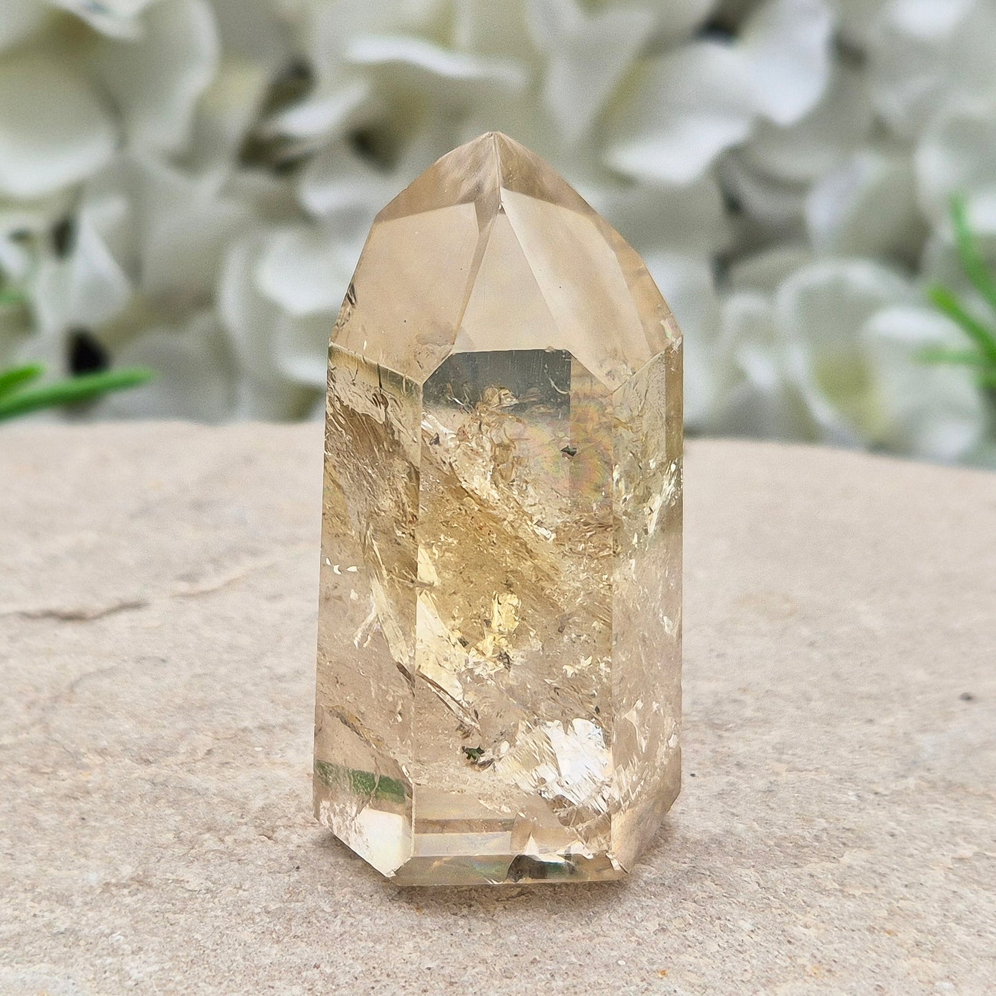 Natural Untreated polished Citrine Point sourced and polished in Brazil. Wonderful light citrine colour with great light reflecting inclusions. Finding natural citrine is becoming more difficult so I am delighted to have this piece.