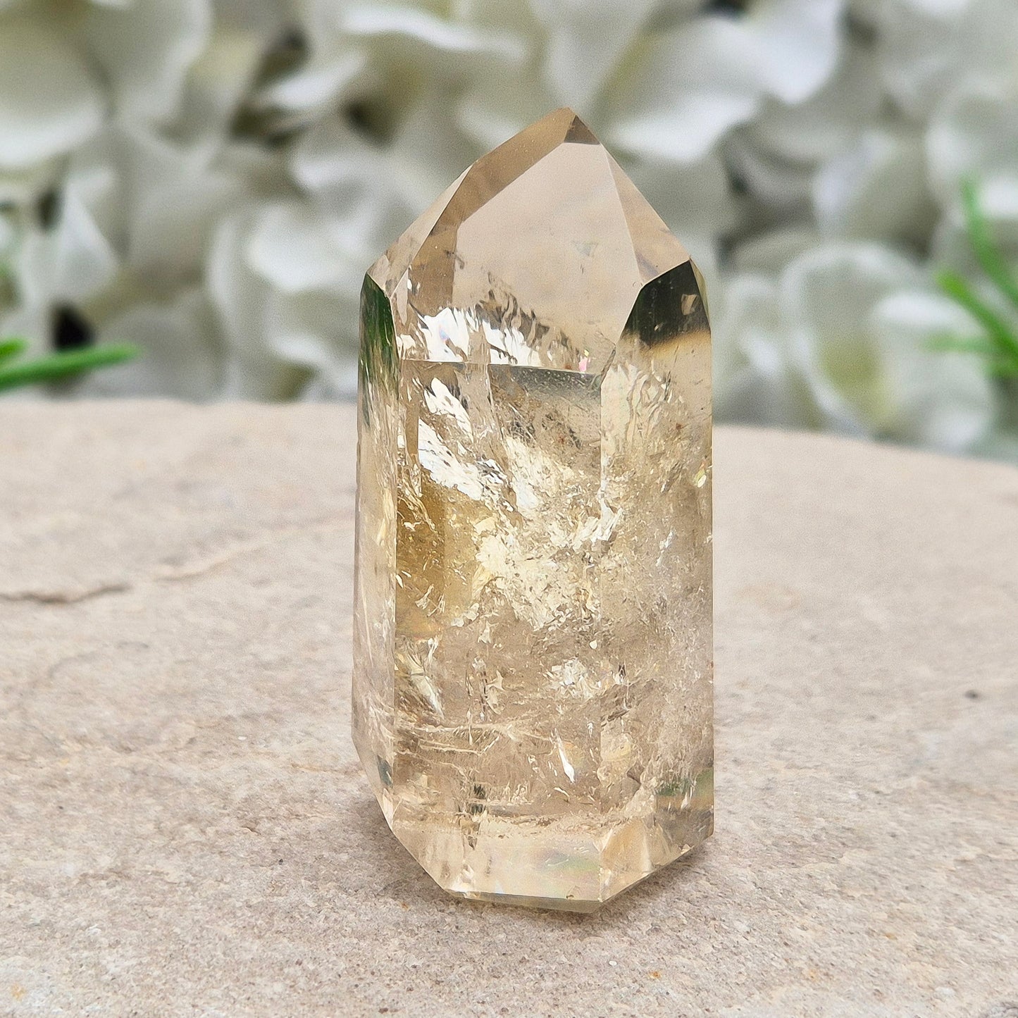 Natural Untreated polished Citrine Point sourced and polished in Brazil. Wonderful light citrine colour with great light reflecting inclusions. Finding natural citrine is becoming more difficult so I am delighted to have this piece.