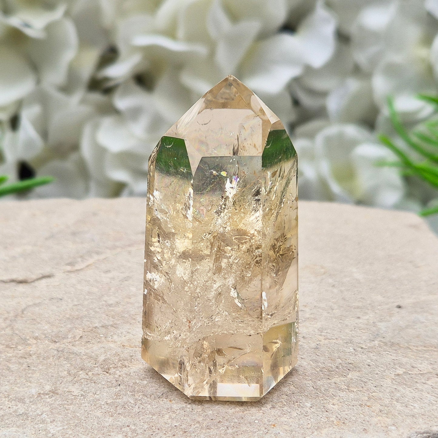 Natural Untreated polished Citrine Point sourced and polished in Brazil. Wonderful light citrine colour with great light reflecting inclusions. Finding natural citrine is becoming more difficult so I am delighted to have this piece.