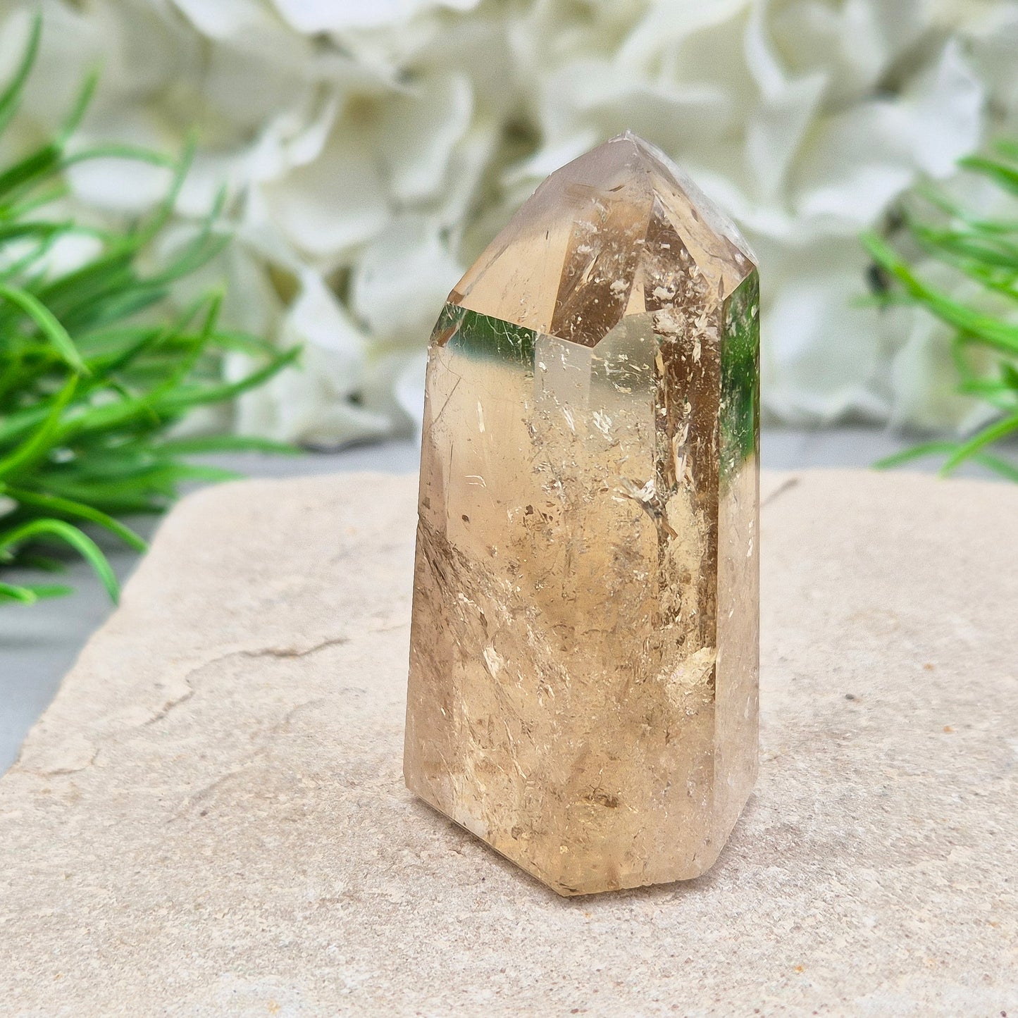 Citrine Crystal Point – Natural Brazilian Citrine | Polished Standing Crystal | Perfect for Home Decor & Spiritual Spaces