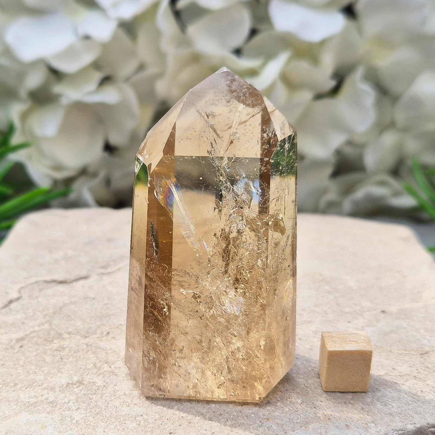 Citrine Crystal Point – Natural Brazilian Citrine | Polished Standing Crystal | Perfect for Home Decor & Spiritual Spaces