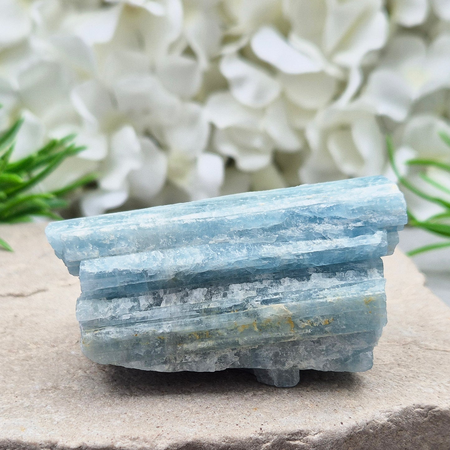 Aquamarine Crystal from India. This is a beautiful natural aqua blue aquamarine crystal. Aquamarine is a variety of blue beryl, it’s a calming and uplifting stone prized for its soothing energy.