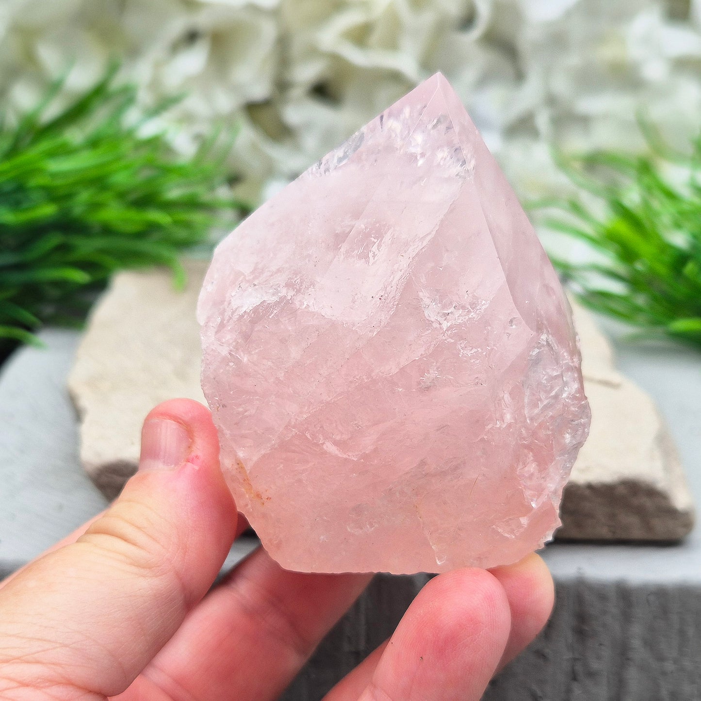 Rose Quartz Crystal - Standing Point | Display in Home, Office or Sacred Space | Self Love