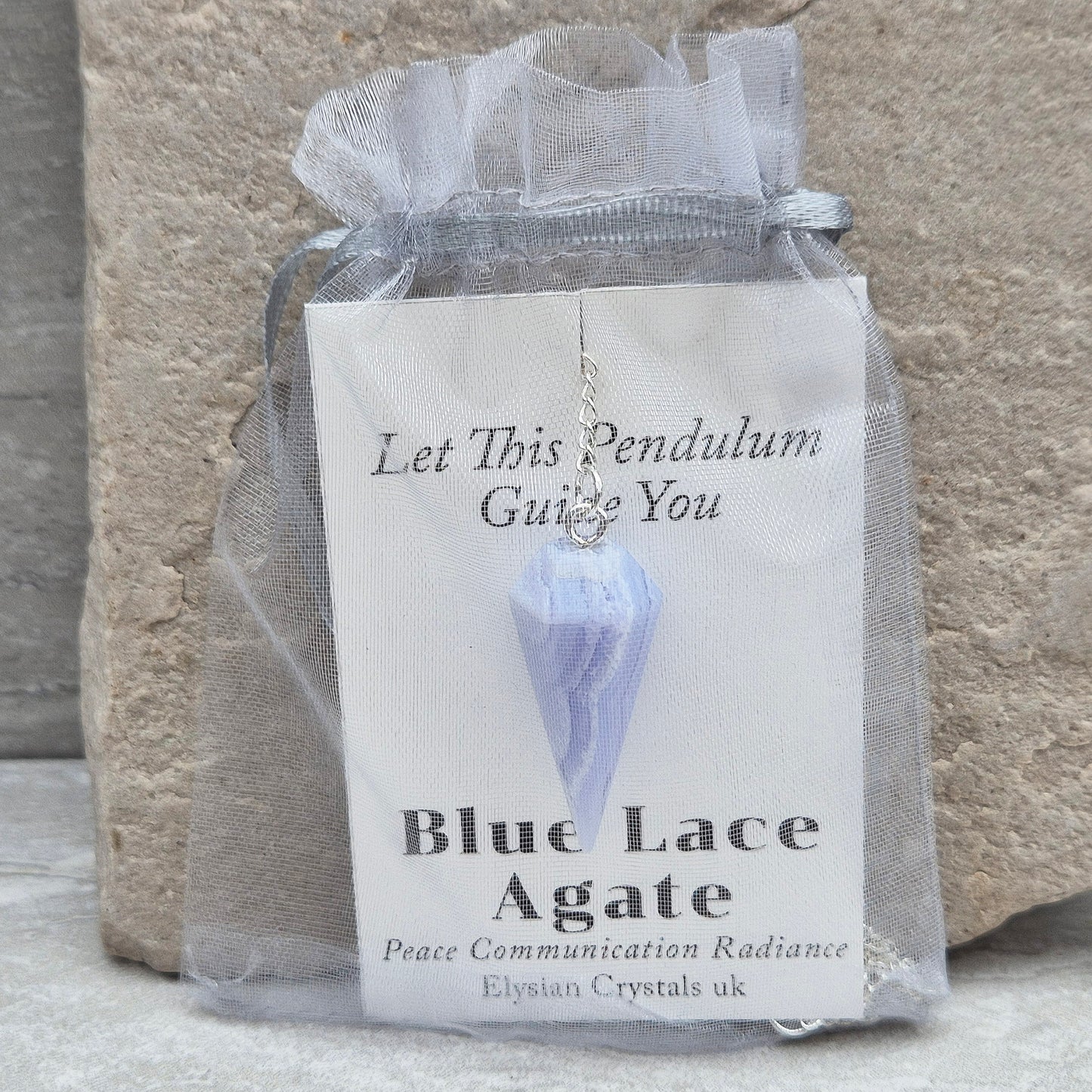 Blue Lace Agate Crystal Pendulum | Calming | Meditation, Energy Work, and Dowsing Tool