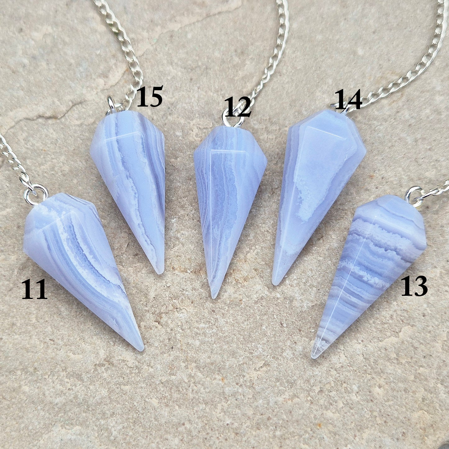 Blue Lace Agate Crystal Pendulum | Calming | Meditation, Energy Work, and Dowsing Tool