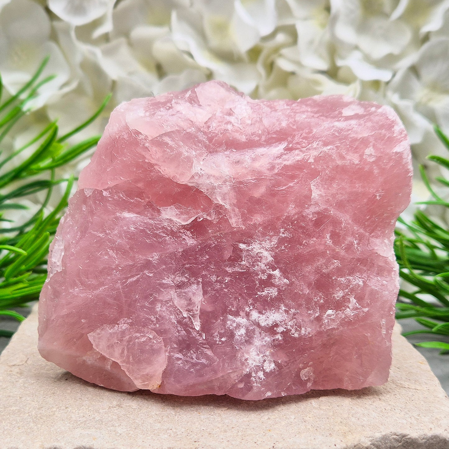 Natural Rose Quartz Crystal from Namibia. This lovely natural Rose Quartz from Namibia features a beautiful rose-pink colouring and can stand upright on an even surface.