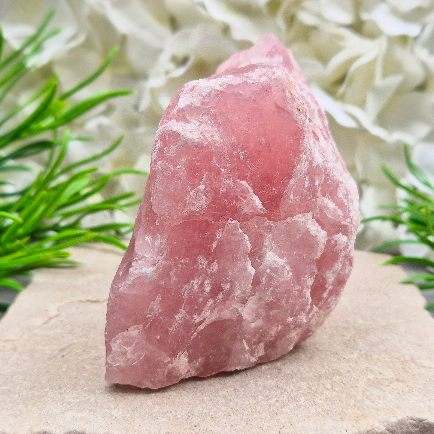 Natural Rose Quartz Crystal from Namibia. This lovely natural Rose Quartz from Namibia features a beautiful rose-pink colouring and can stand upright on an even surface.