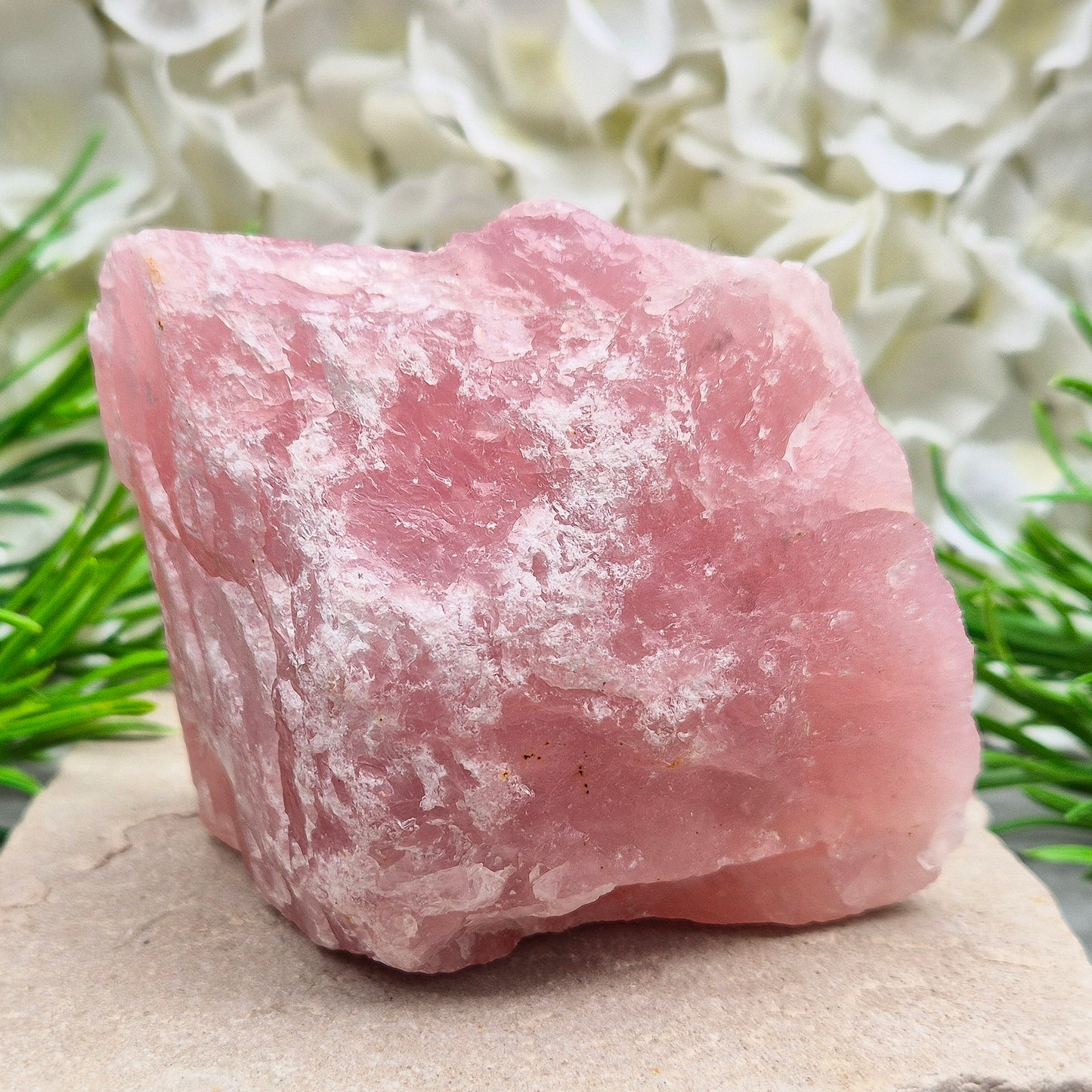 Natural Rose Quartz Crystal from Namibia. This lovely natural Rose Quartz from Namibia features a beautiful rose-pink colouring and can stand upright on an even surface.