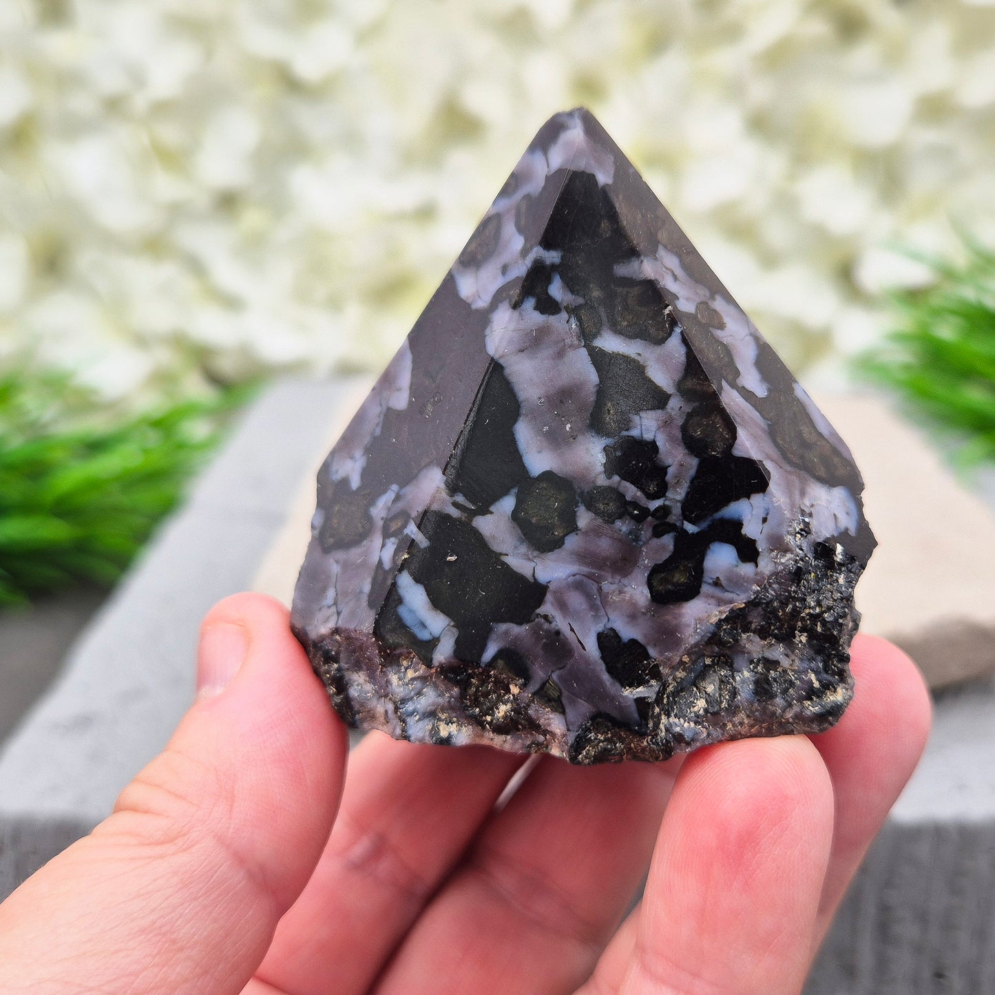 Indigo Gabbro Point (Mystic Merlinite) from Madagascar | Deep insight, shadow healing & intuitive power