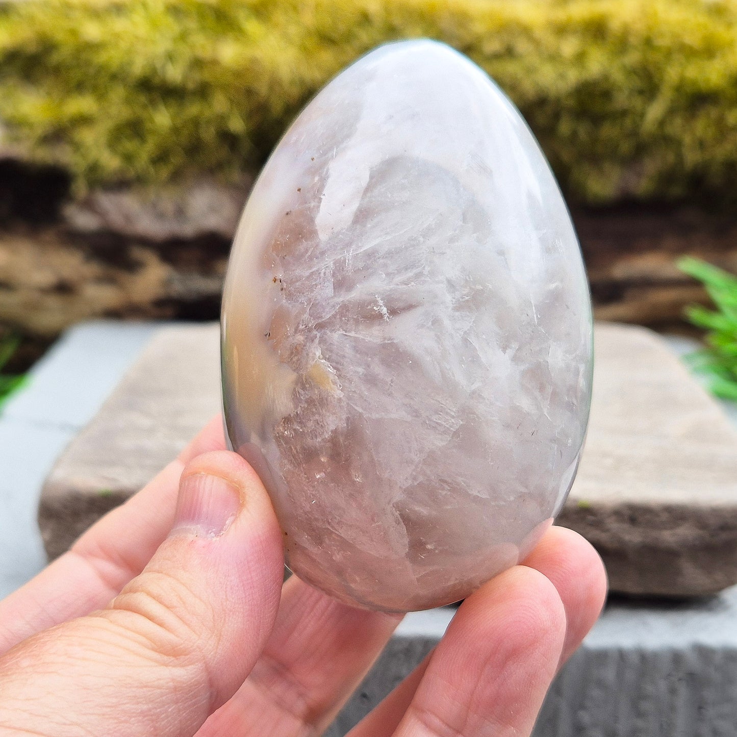 Druzy Agate Egg in Soft Neutral Tones | Grounding & Spiritually Uplifting Energy | Stand Included