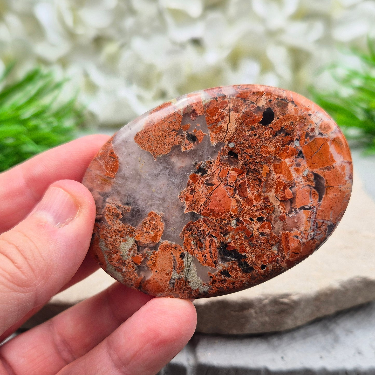 Poppy Jasper Palm Stone, Polished Flat Stone | Fire up vitality & courage | Get Things Done | Crystal Gift