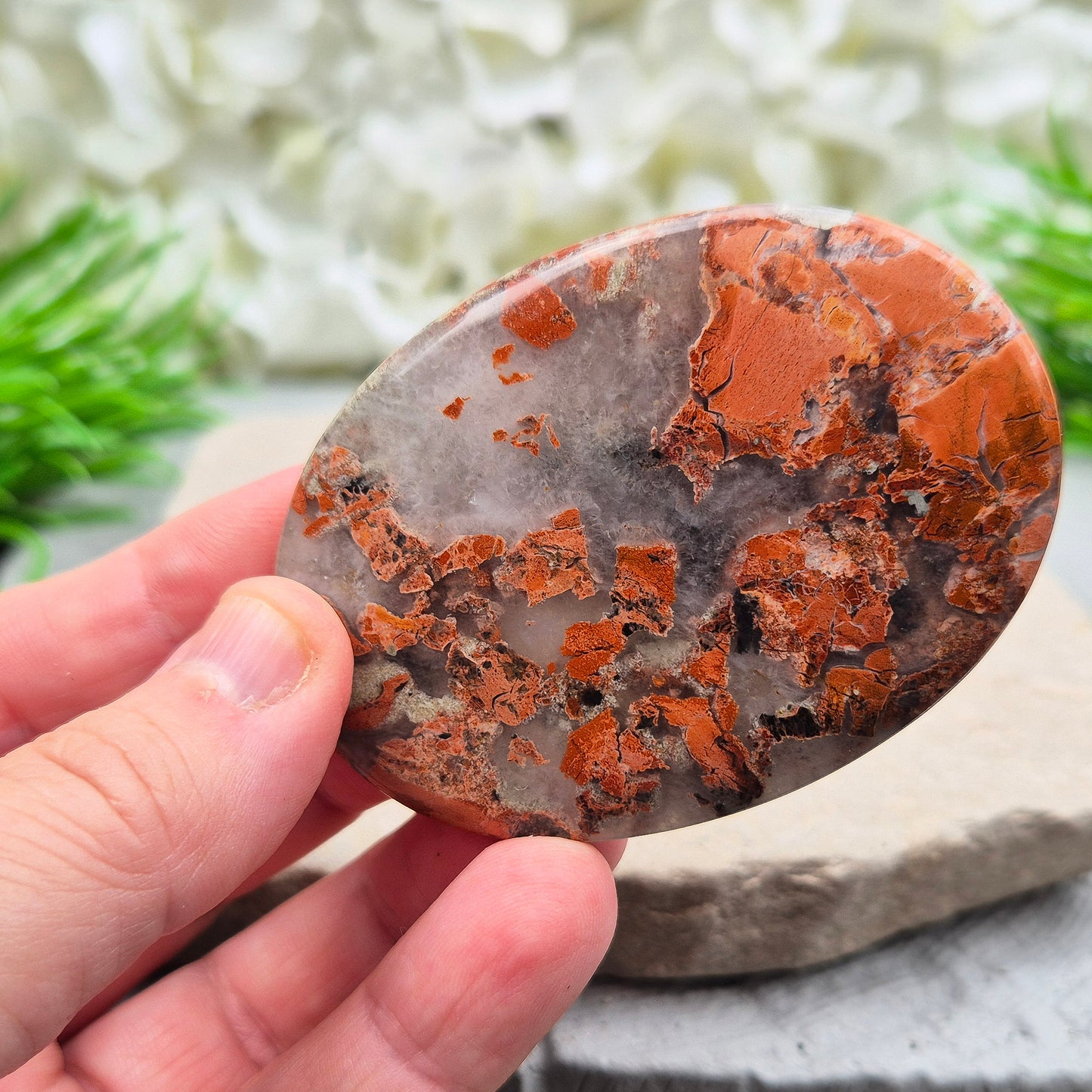 Poppy Jasper Palm Stone, Polished Flat Stone | Fire up vitality & courage | Get Things Done | Crystal Gift
