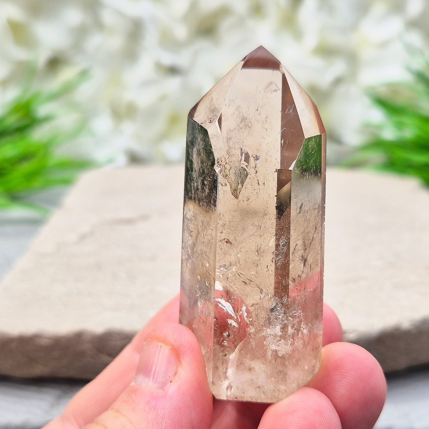 Smoky Quartz Crystal Point | perfect for times when you need to let go | Small chip, priced to reflect.